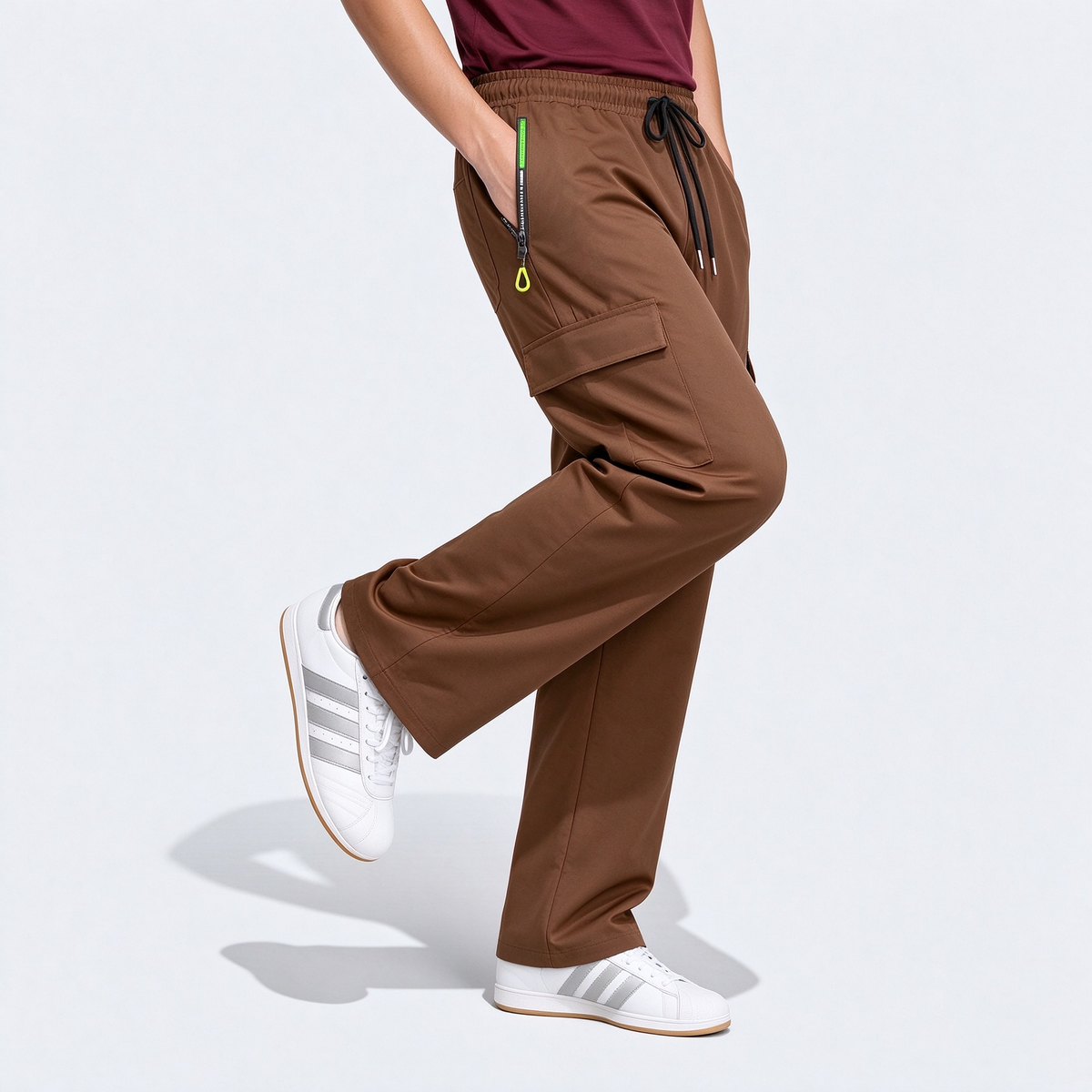Women's Zipper Pocket Cargo Pants, Lightweight Straight Leg Design For Spring/Autumn, With Large Side Pockets, Suitable For Daily Outdoor And Dates Sports