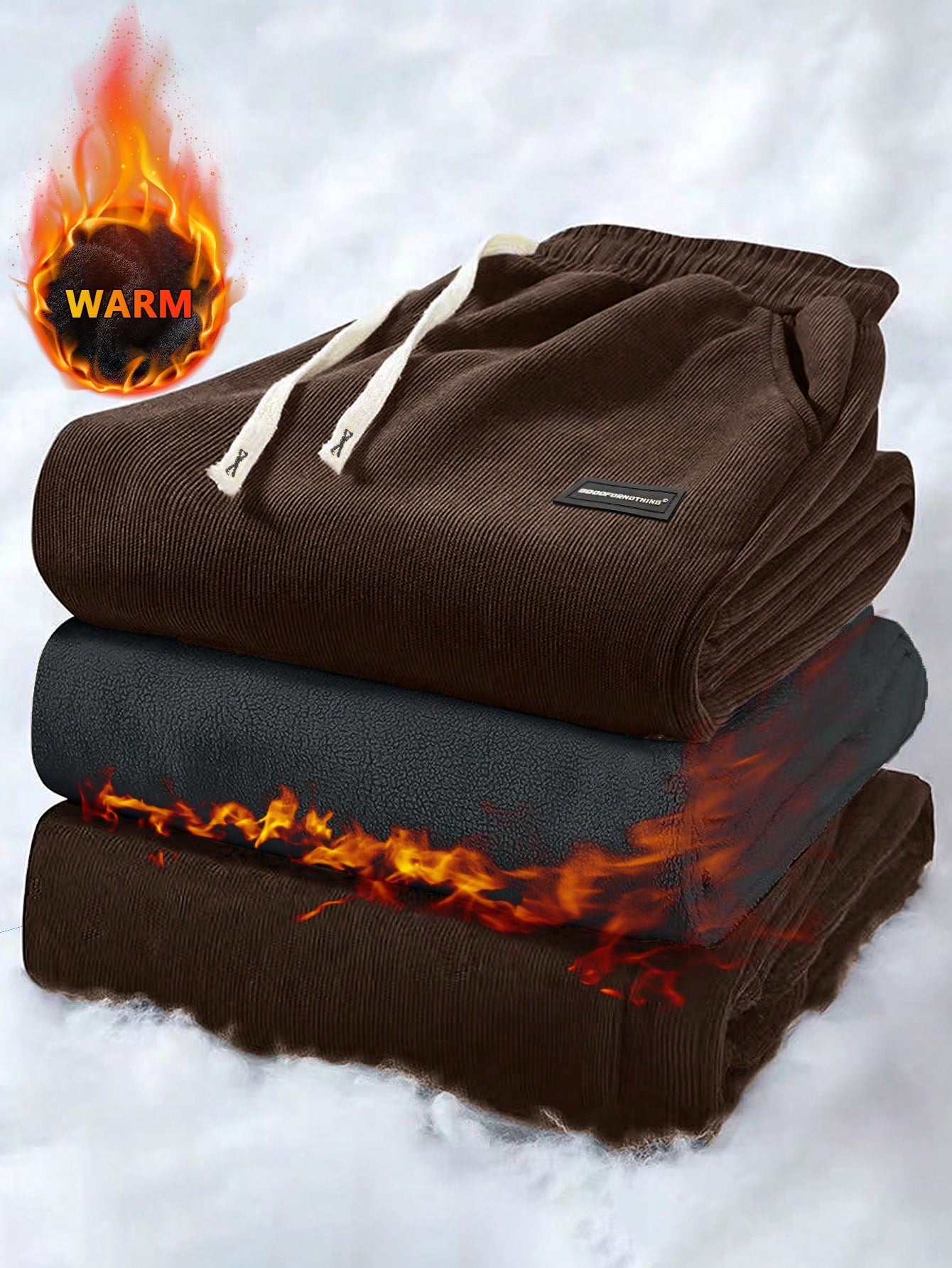 Men's Thermal Lined Drawstring Waist Sweatpants, Warm Casual Joggers Hiking Outfit Daily Outfit For Winter Christmas Gifts Thanksgiving Christmas Clothes Fleece Pants