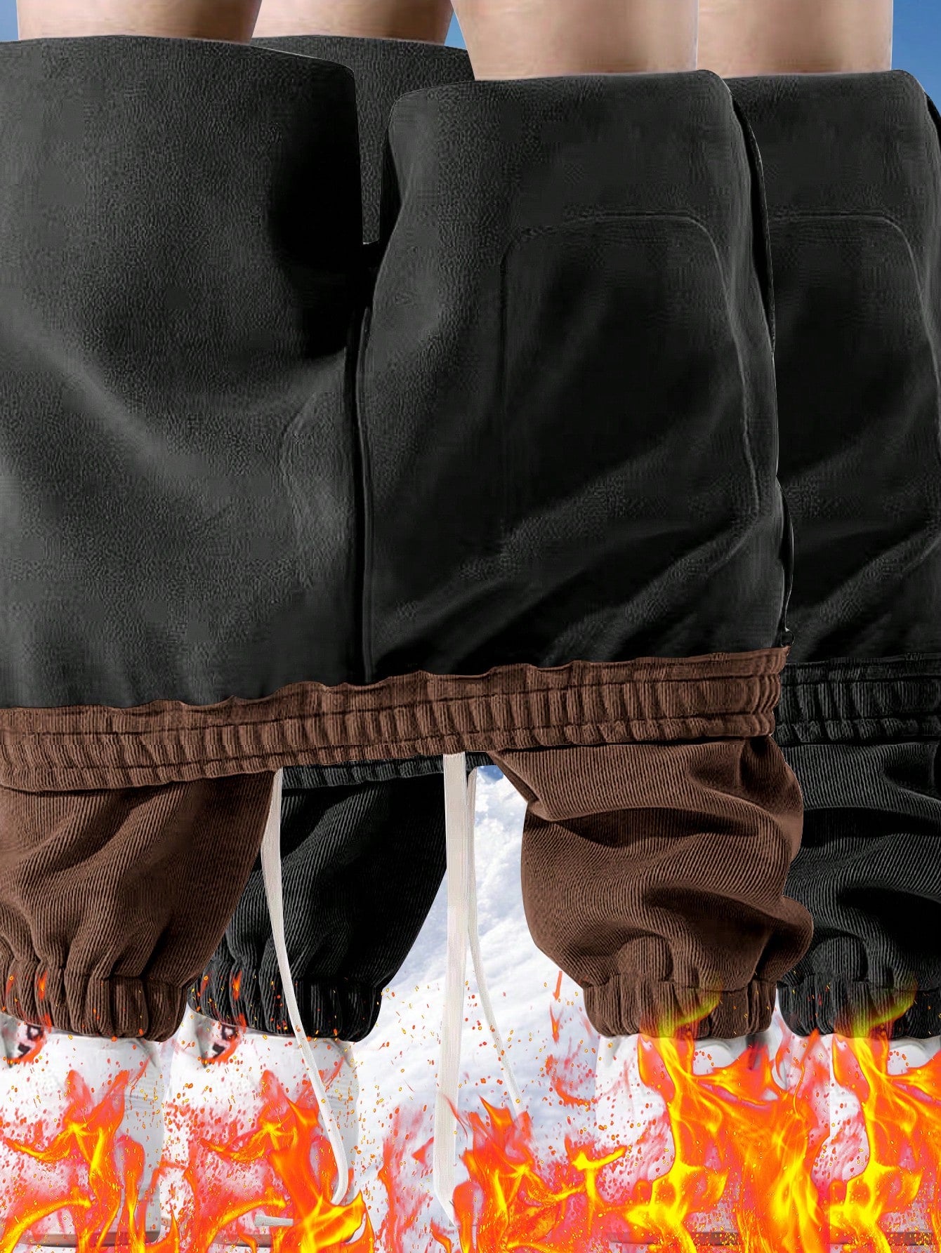 Men's Thermal Lined Drawstring Waist Sweatpants, Warm Casual Joggers Hiking Outfit Daily Outfit For Winter Christmas Gifts Thanksgiving Christmas Clothes Fleece Pants