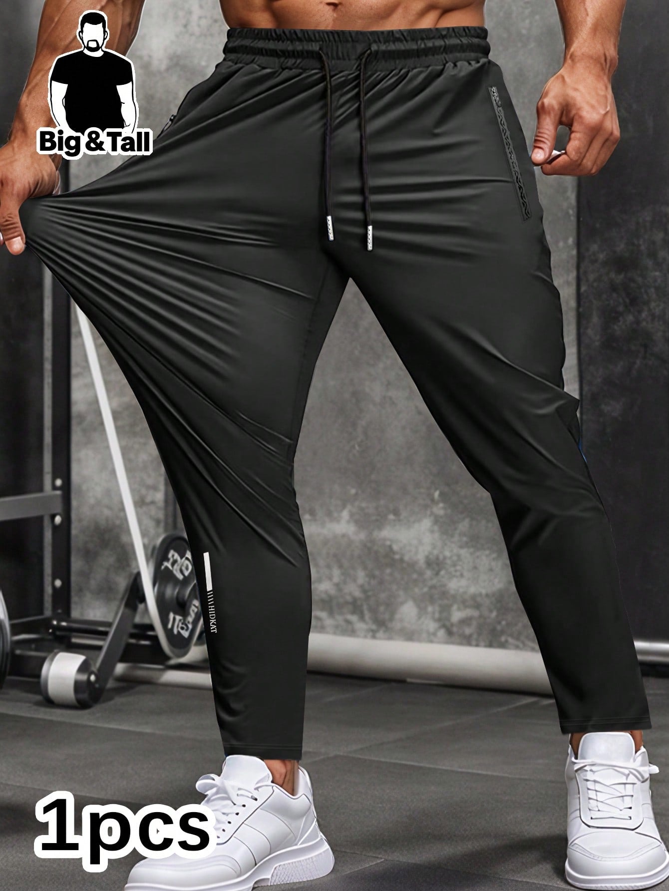 Plus Size Men's Elastic Waist Casual Business Pants, Zipper Pocket Thin Breathable Straight Leg Trousers, Suitable For Golf, Leisure And Daily Wear