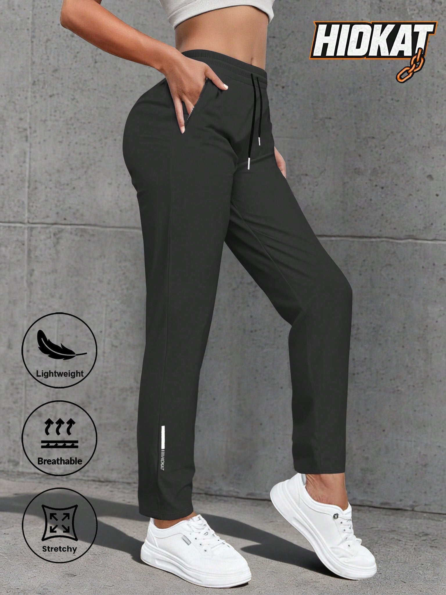 Women'S Casual Elastic Waist Drawstring Sports Pants, Suitable For Running, Yoga, Workout, Autumn/Spring Tights