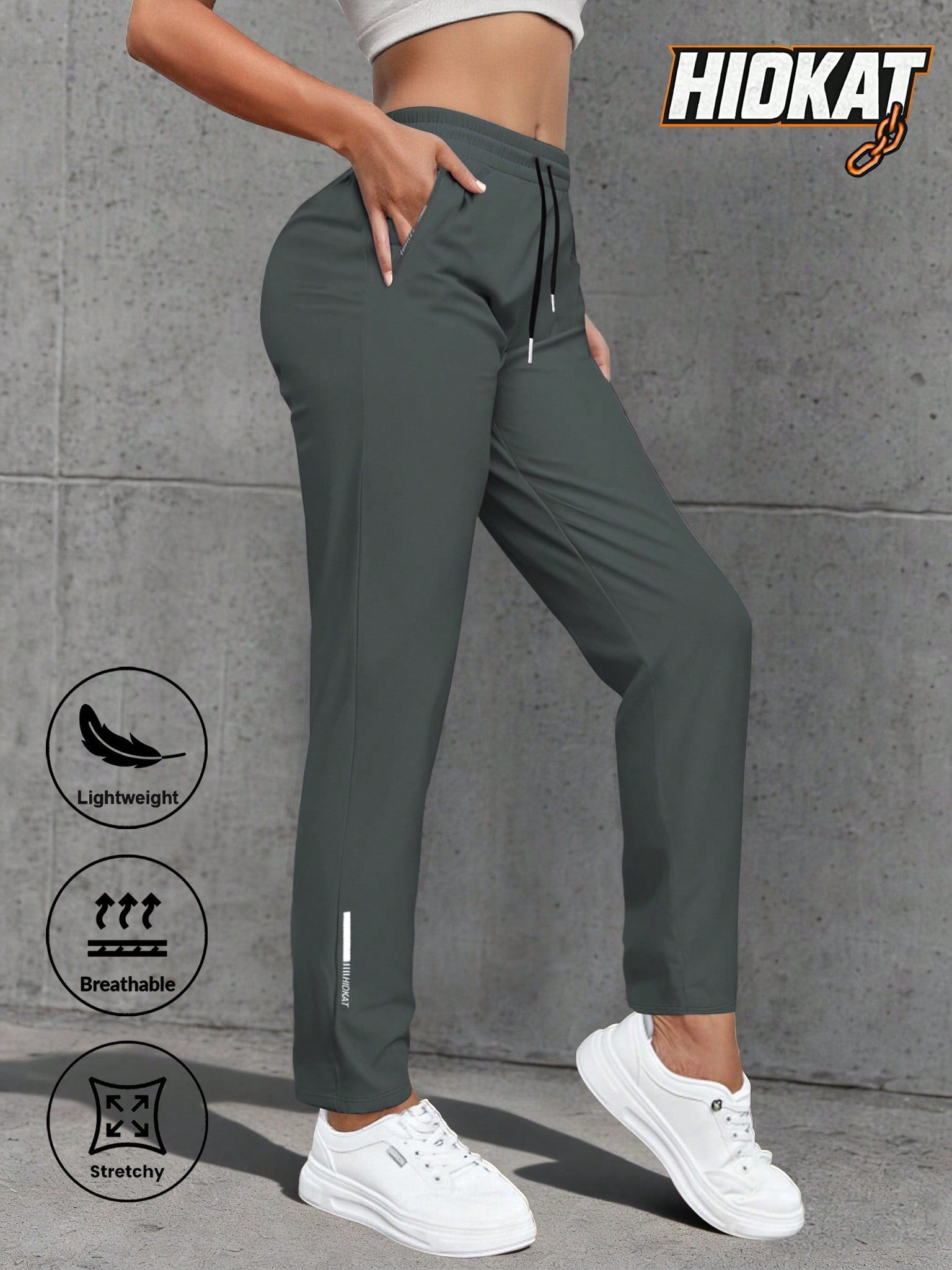 Women'S Casual Elastic Waist Drawstring Sports Pants, Suitable For Running, Yoga, Workout, Autumn/Spring Tights