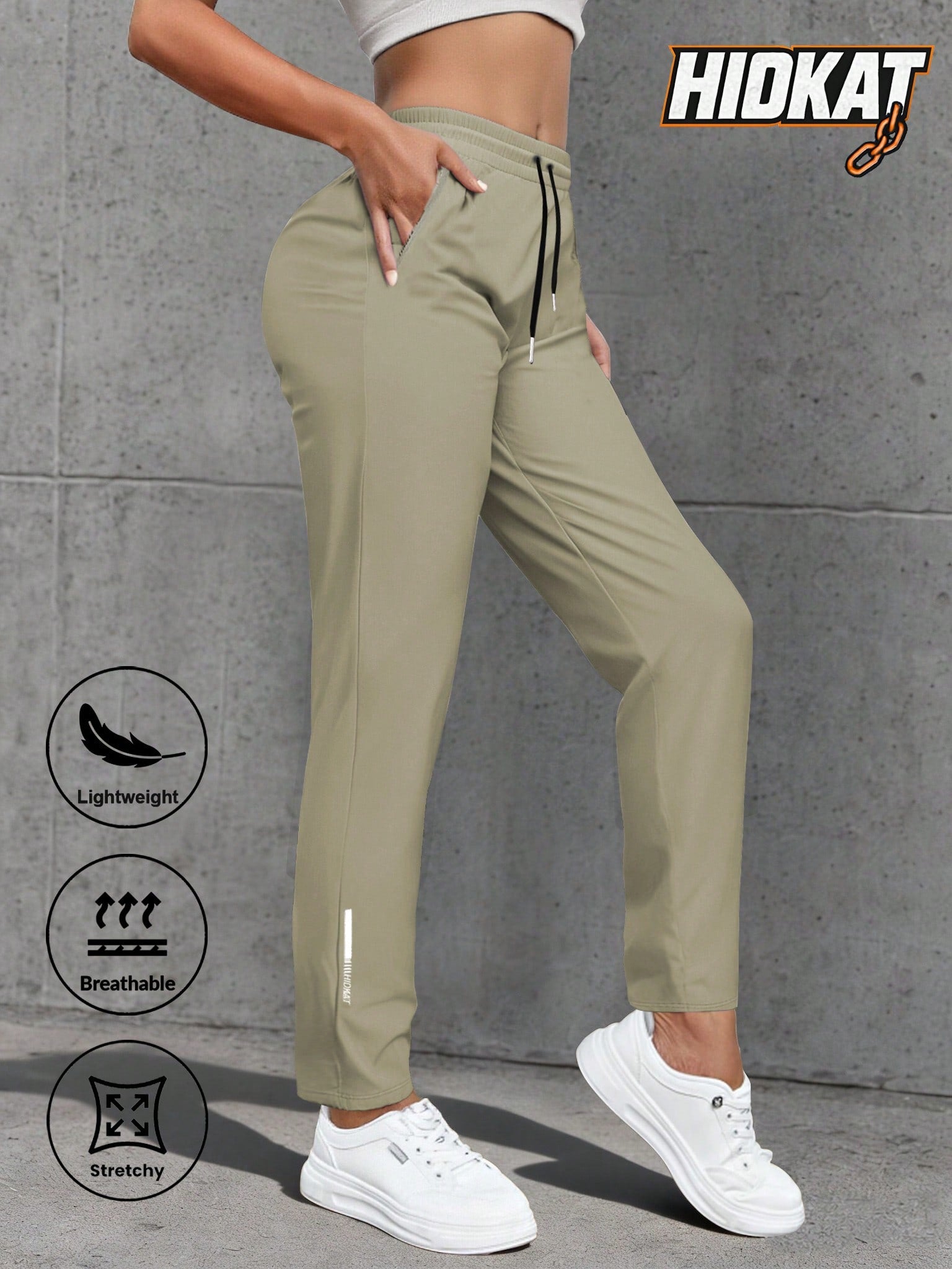 Women'S Casual Elastic Waist Drawstring Sports Pants, Suitable For Running, Yoga, Workout, Autumn/Spring Tights