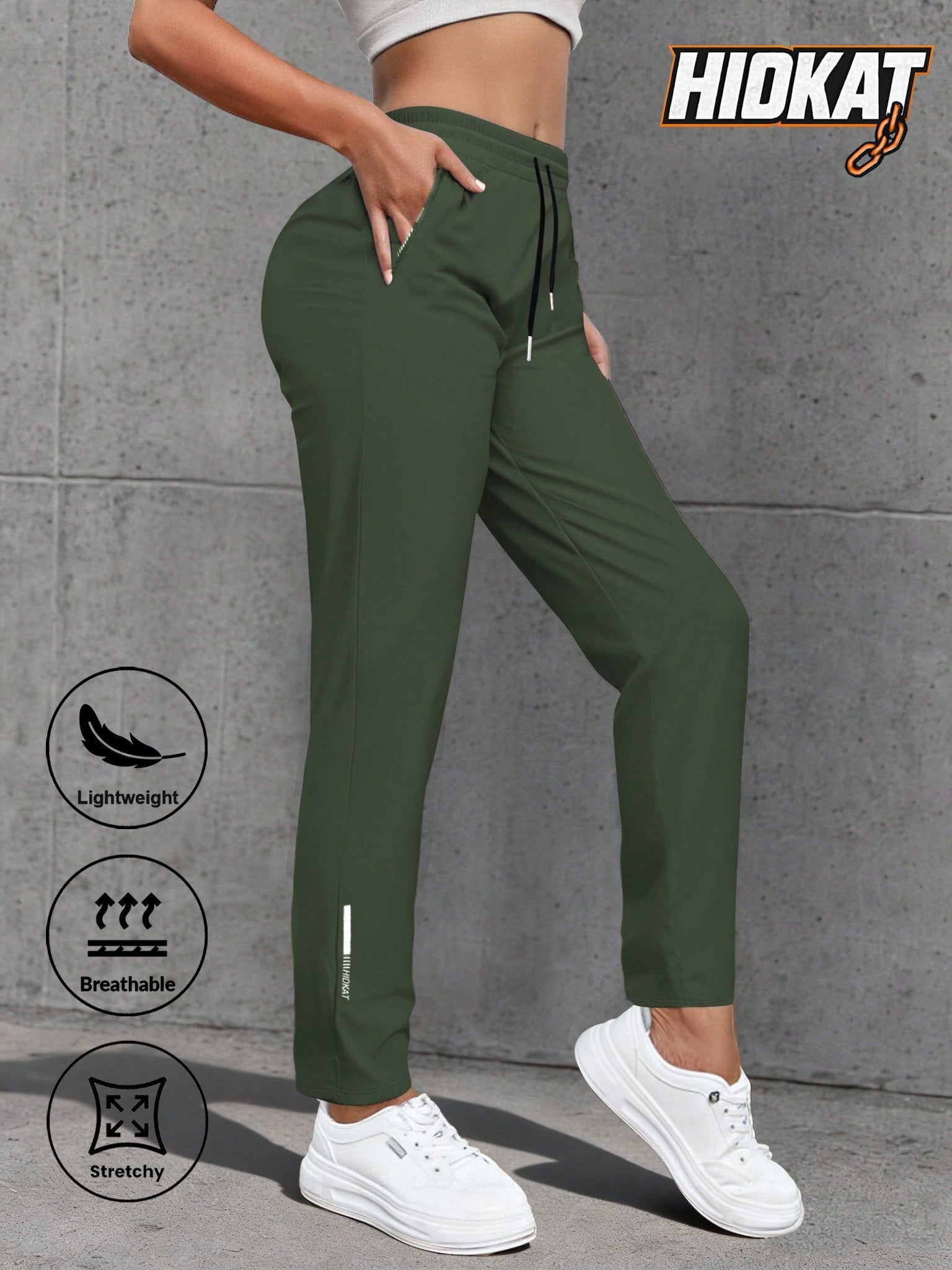 Women'S Casual Elastic Waist Drawstring Sports Pants, Suitable For Running, Yoga, Workout, Autumn/Spring Tights