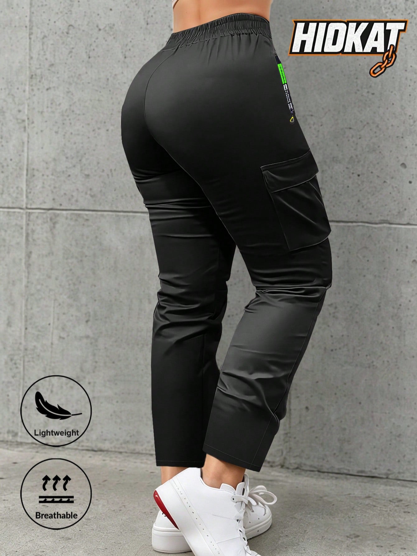 Women's Zipper Pocket Cargo Pants, Lightweight Straight Leg Design For Spring/Autumn, With Large Side Pockets, Suitable For Daily Outdoor And Dates Sports