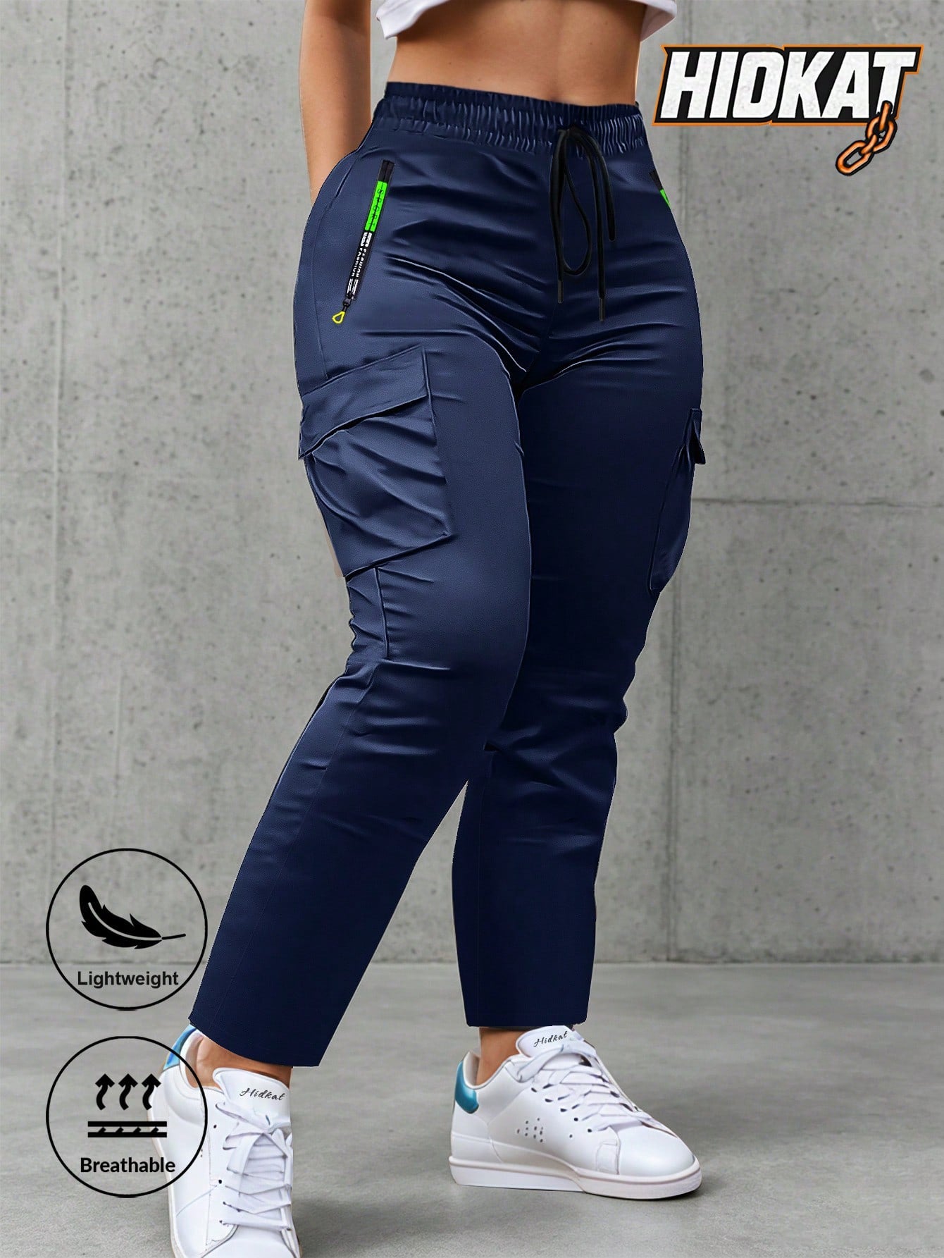 Women's Zipper Pocket Cargo Pants, Lightweight Straight Leg Design For Spring/Autumn, With Large Side Pockets, Suitable For Daily Outdoor And Dates Sports