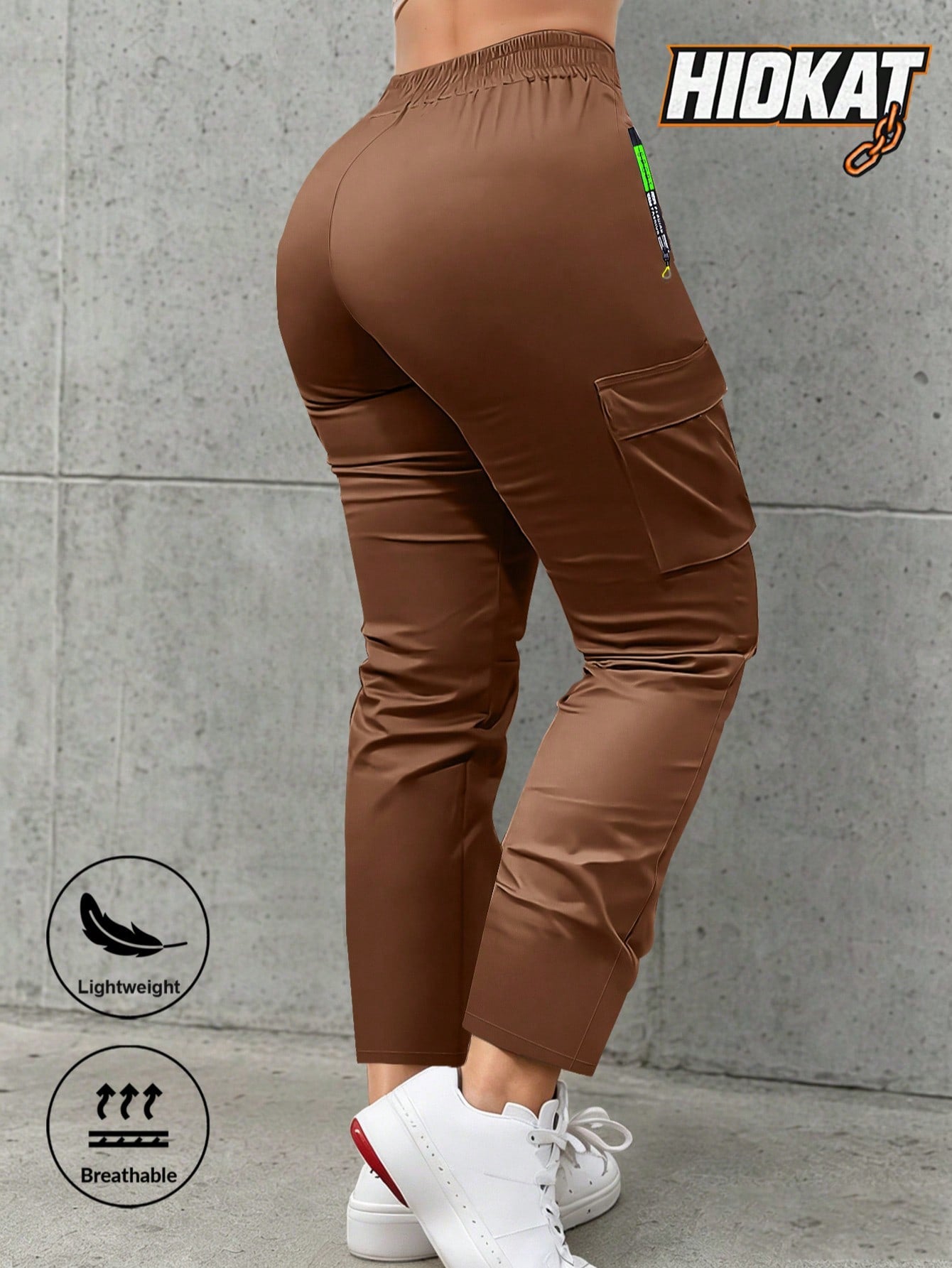 Women's Zipper Pocket Cargo Pants, Lightweight Straight Leg Design For Spring/Autumn, With Large Side Pockets, Suitable For Daily Outdoor And Dates Sports