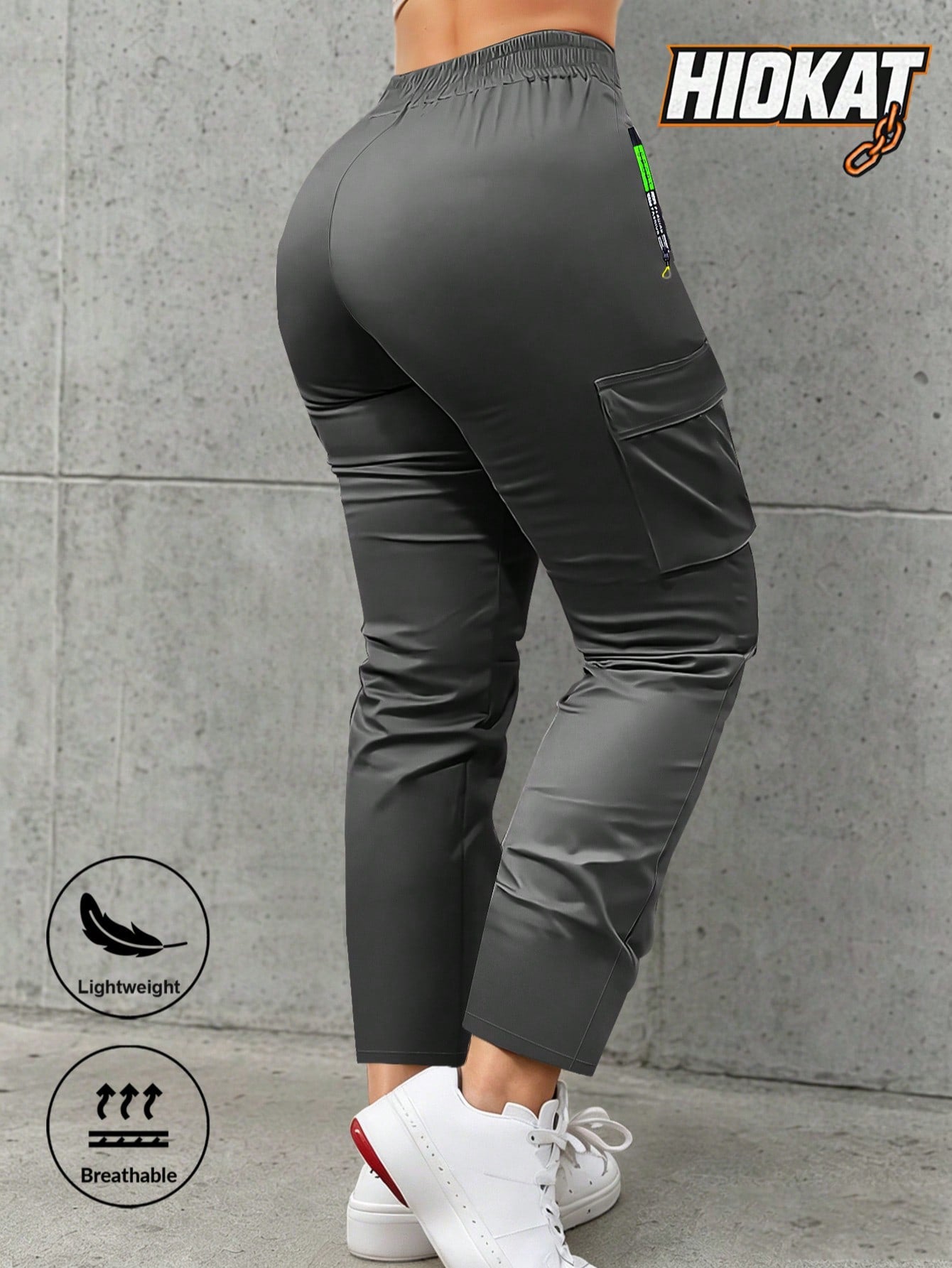 Women's Zipper Pocket Cargo Pants, Lightweight Straight Leg Design For Spring/Autumn, With Large Side Pockets, Suitable For Daily Outdoor And Dates Sports