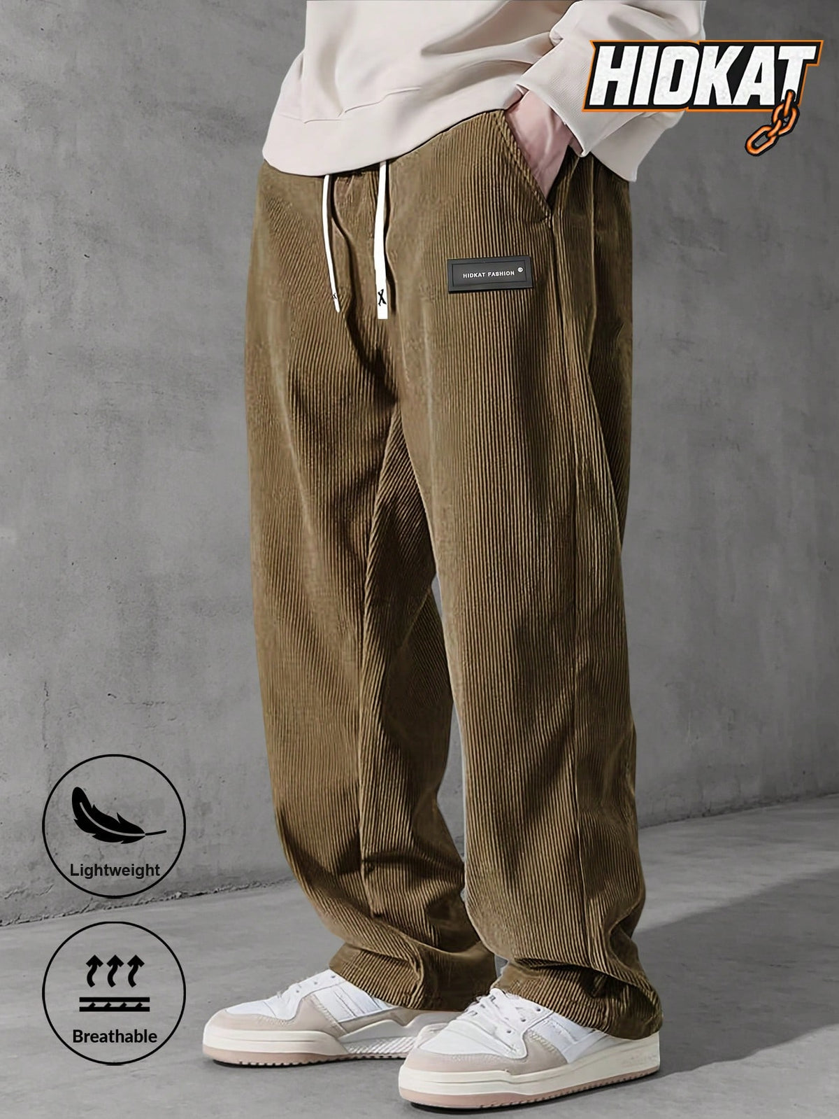 Men's Corduroy Casual Sweatpants, Solid Color With Drawstring And Pockets, Soft And Comfortable Fabric, Suitable For Daily Casual Activities, Spring/Autumn Winter