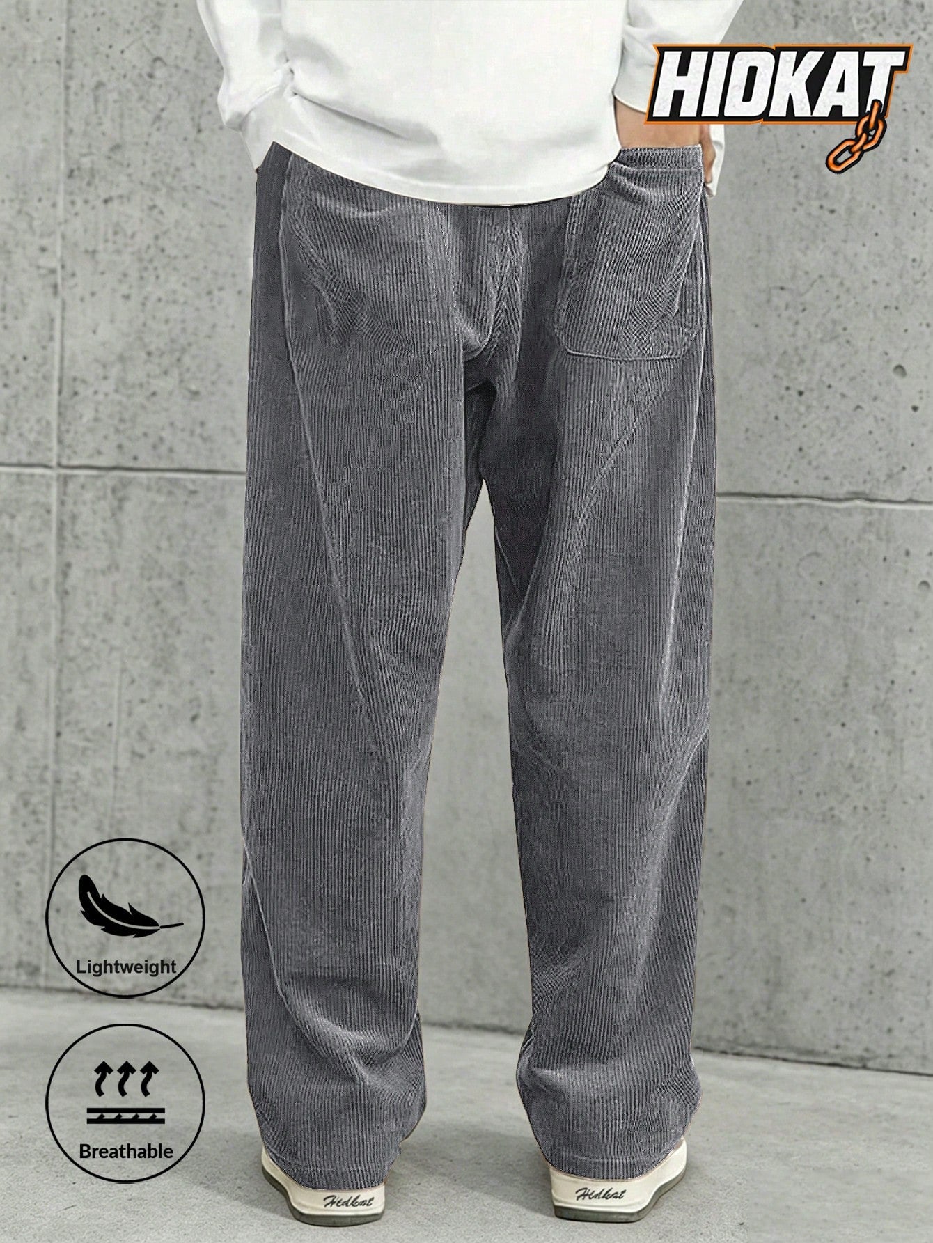 Men's Elastic Waist Corduroy Pants, Drawstring Retro Straight Leg Casual Sweatpants, Spring/Autumn Sports