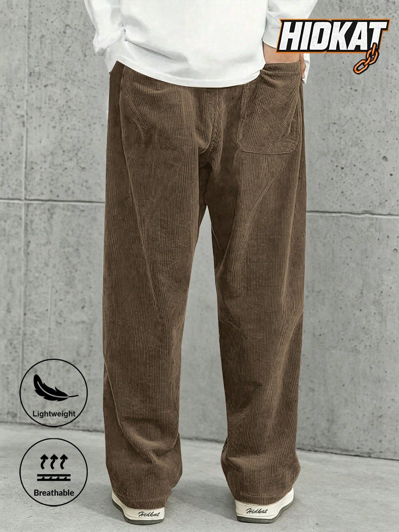 Men's Elastic Waist Corduroy Pants, Drawstring Retro Straight Leg Casual Sweatpants, Spring/Autumn Sports
