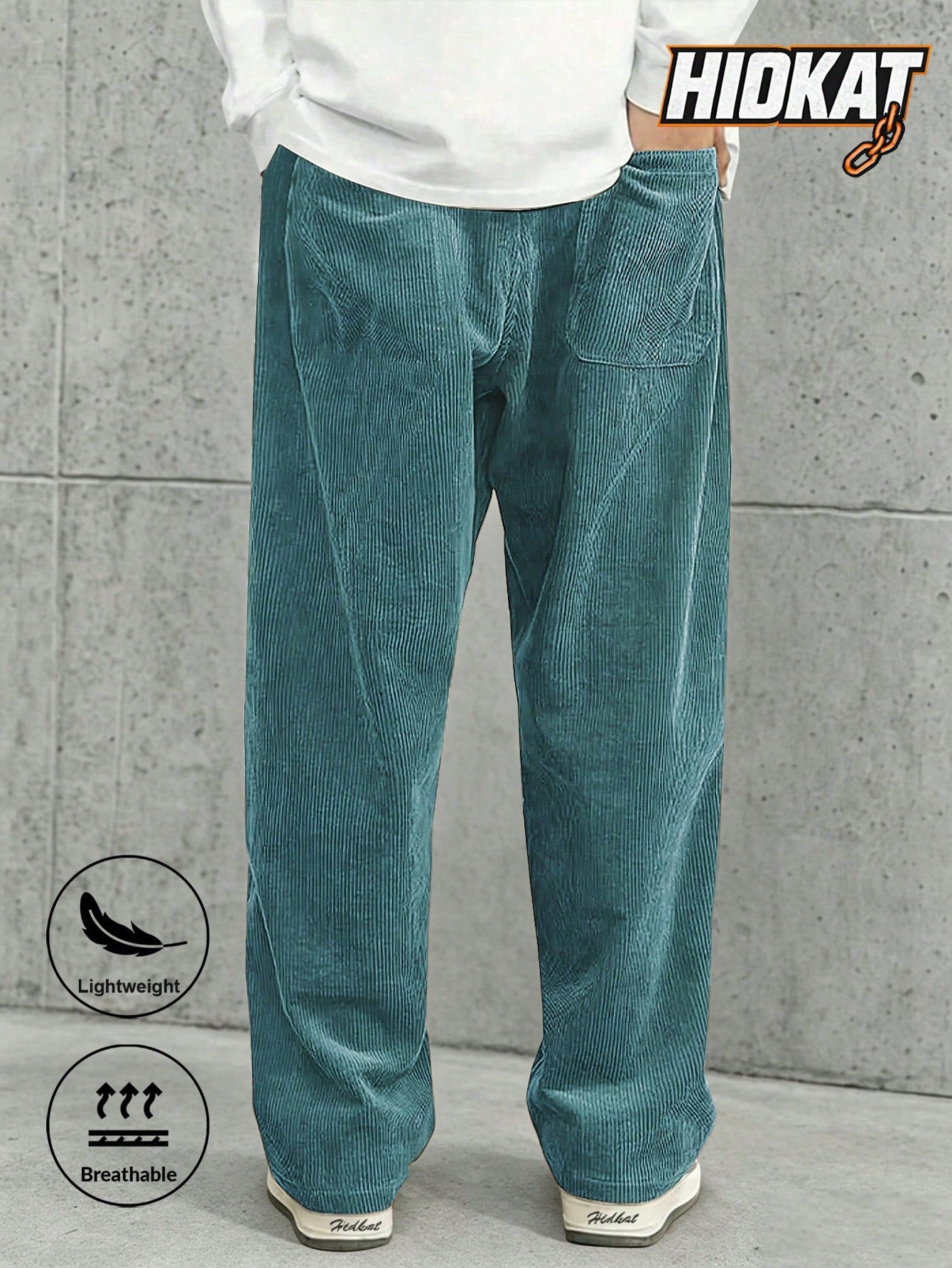 Men's Elastic Waist Corduroy Pants, Drawstring Retro Straight Leg Casual Sweatpants, Spring/Autumn Sports
