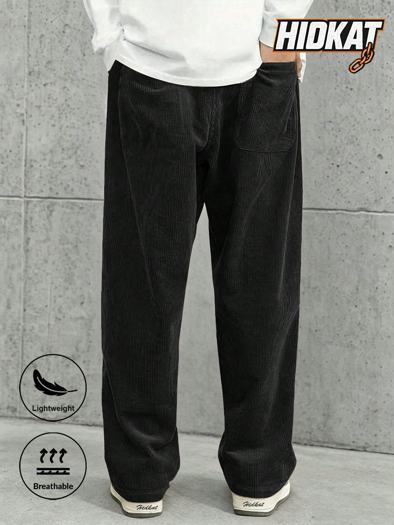 Men's Elastic Waist Corduroy Pants, Drawstring Retro Straight Leg Casual Sweatpants, Spring/Autumn Sports