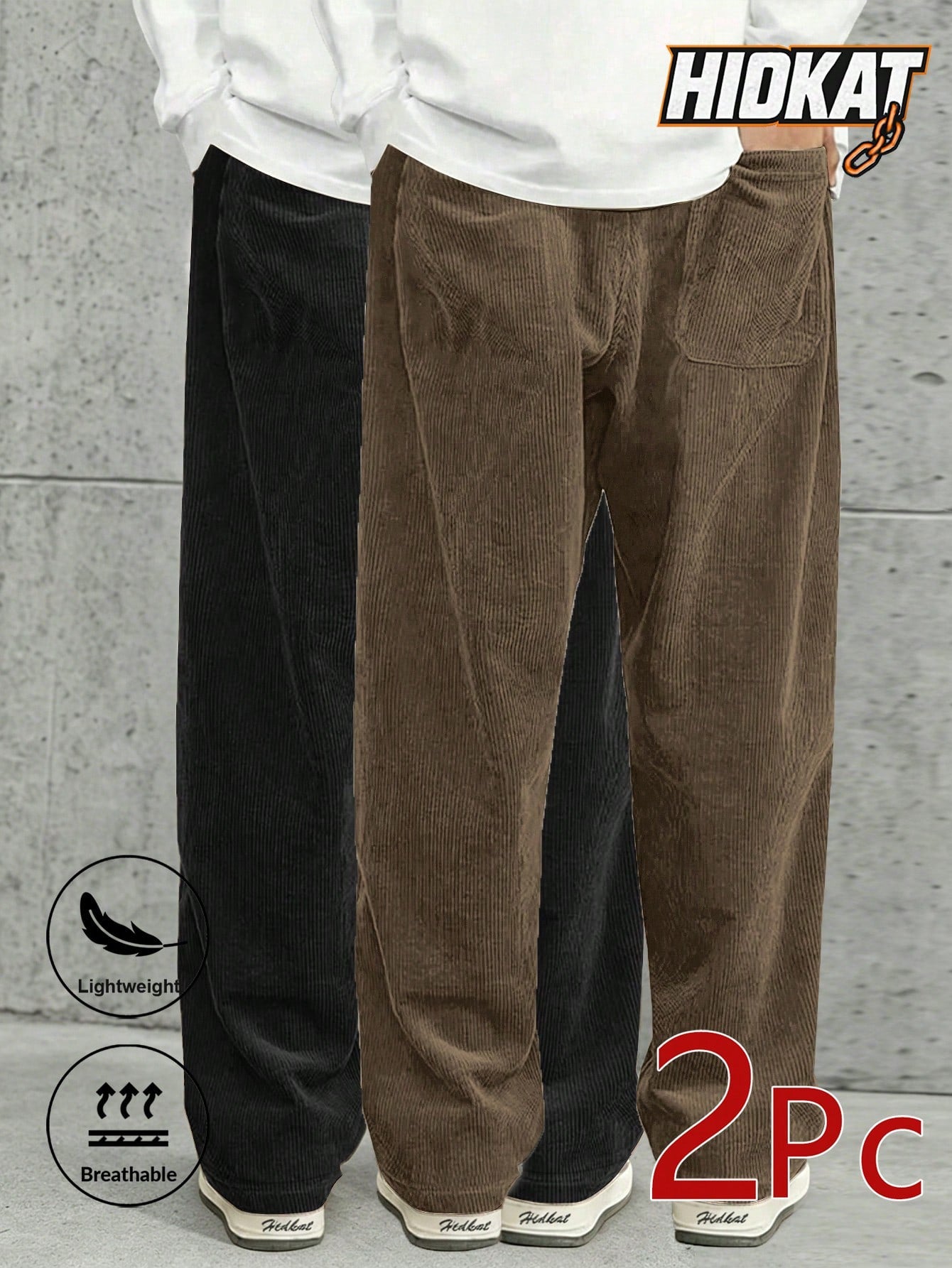 Men's Elastic Waist Corduroy Pants, Drawstring Retro Straight Leg Casual Sweatpants, Spring/Autumn Sports
