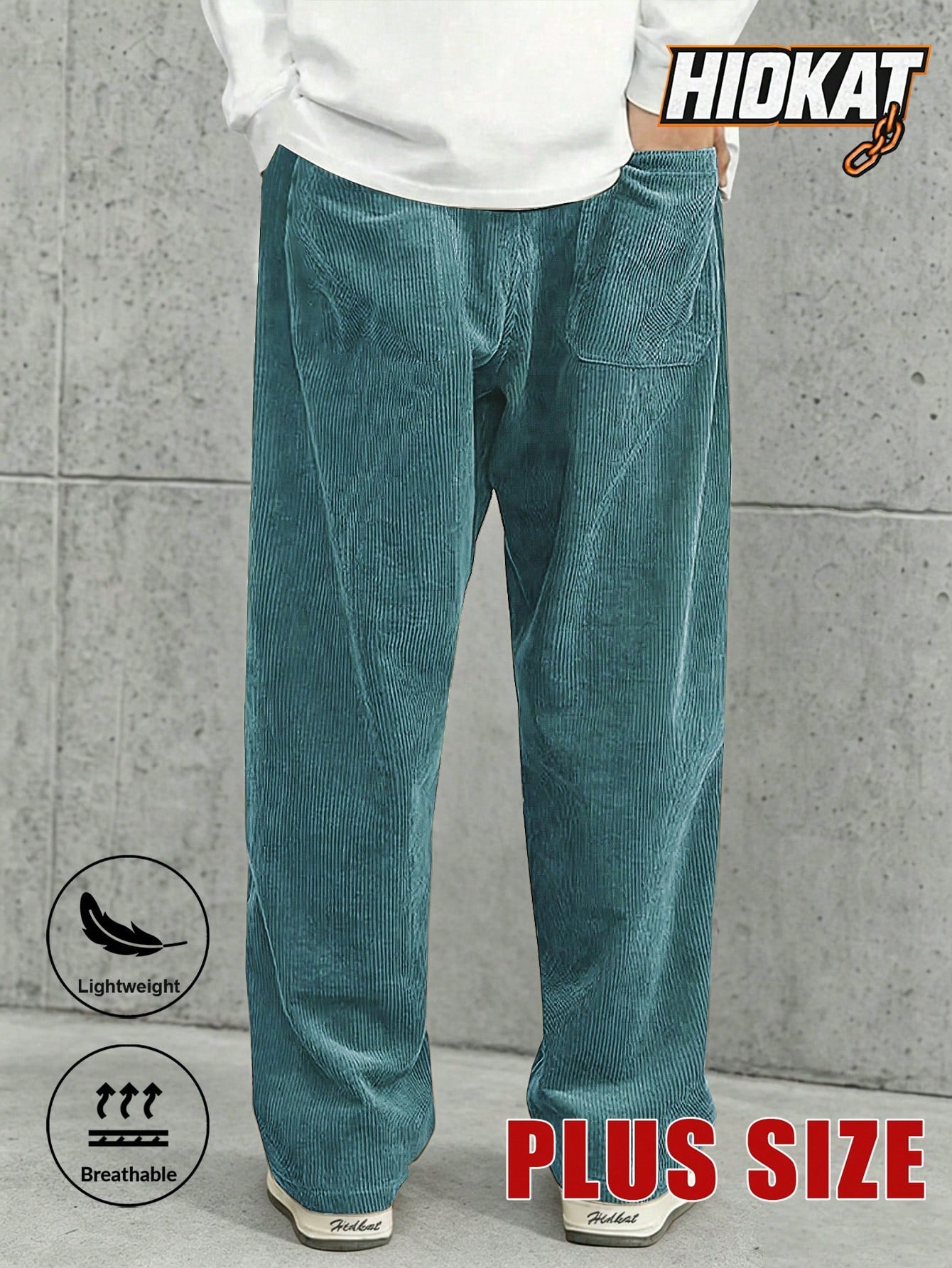 Plus Size Men's Corduroy Straight Leg Retro Pants, Drawstring Elastic Waist, Suitable For Casual, Sports, Hiking Wear, Spring/Autumn