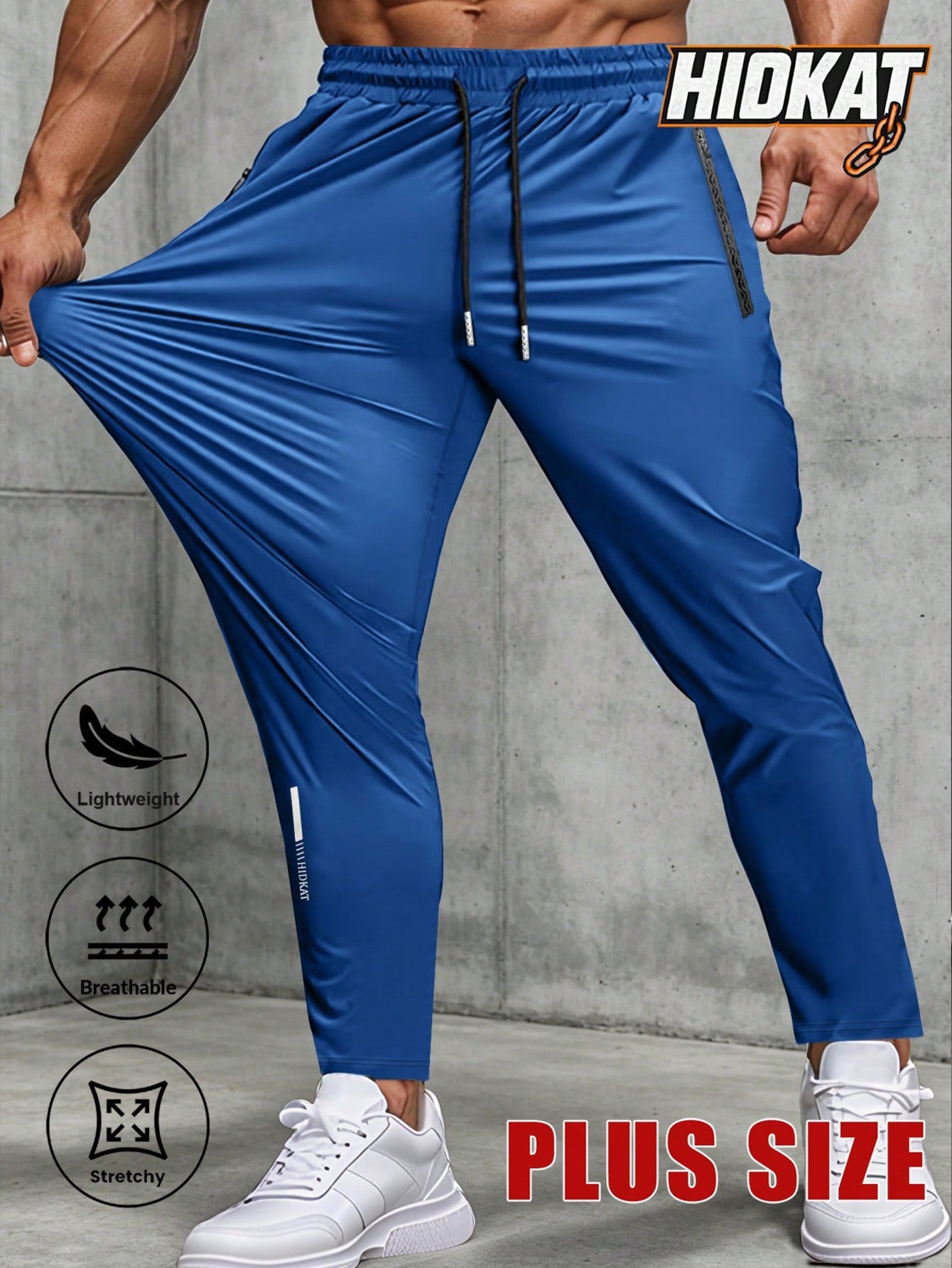 Plus Size Men's Elastic Waist Casual Business Pants, Zipper Pocket Thin Breathable Straight Leg Trousers, Suitable For Golf, Leisure And Daily Wear