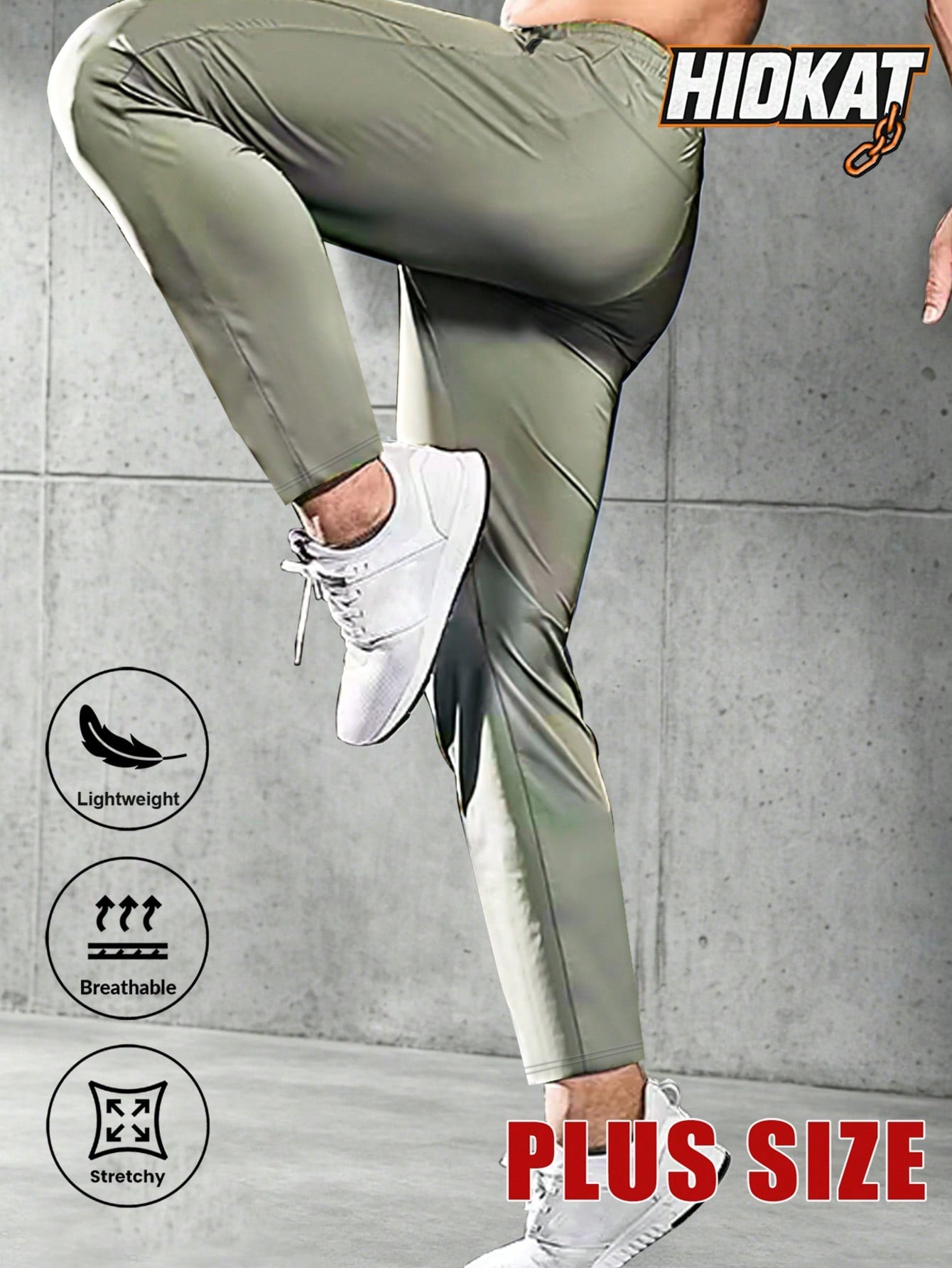 Plus Size Men's Elastic Waist Casual Business Pants, Zipper Pocket Thin Breathable Straight Leg Trousers, Suitable For Golf, Leisure And Daily Wear