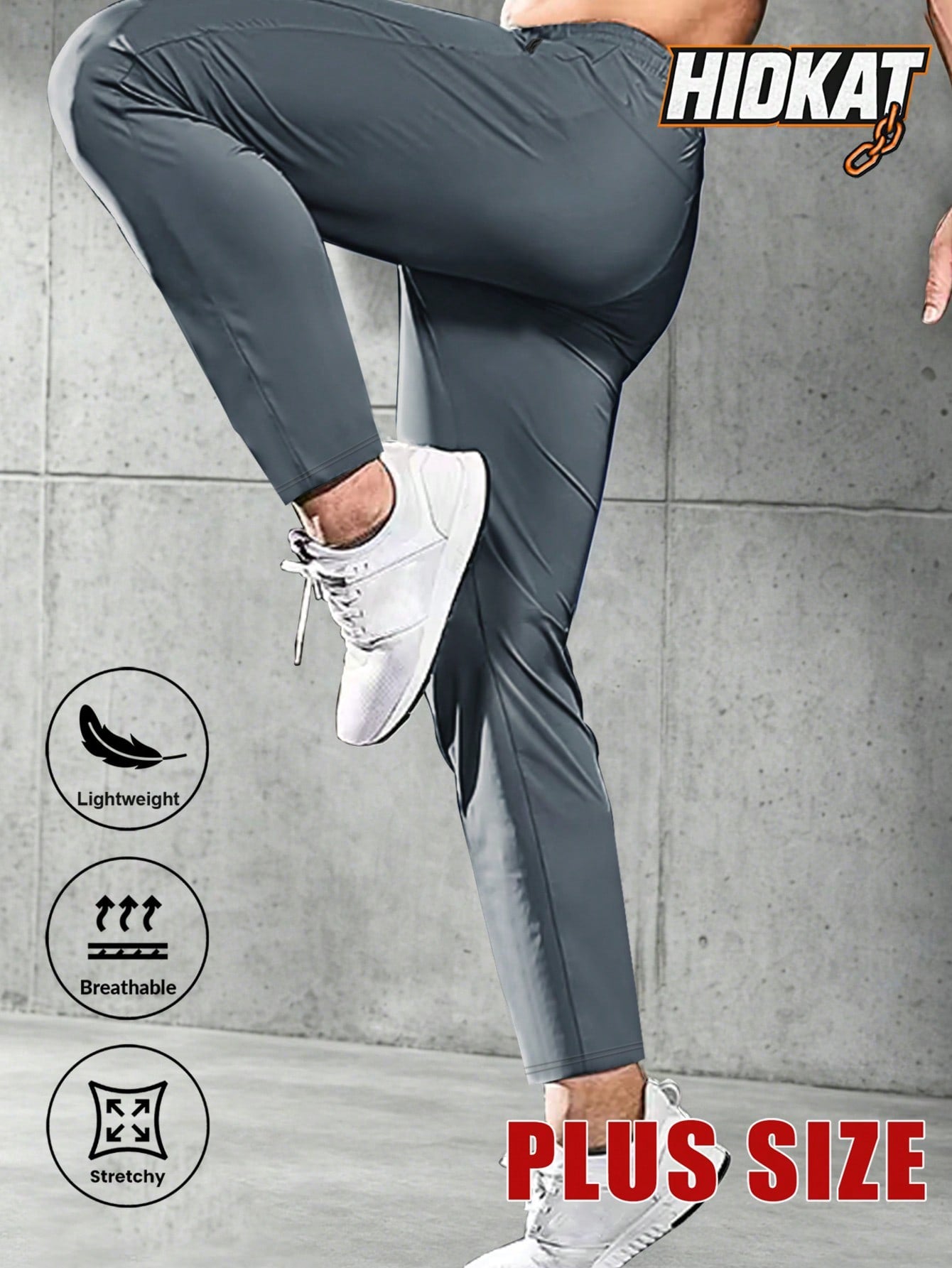 Plus Size Men's Elastic Waist Casual Business Pants, Zipper Pocket Thin Breathable Straight Leg Trousers, Suitable For Golf, Leisure And Daily Wear