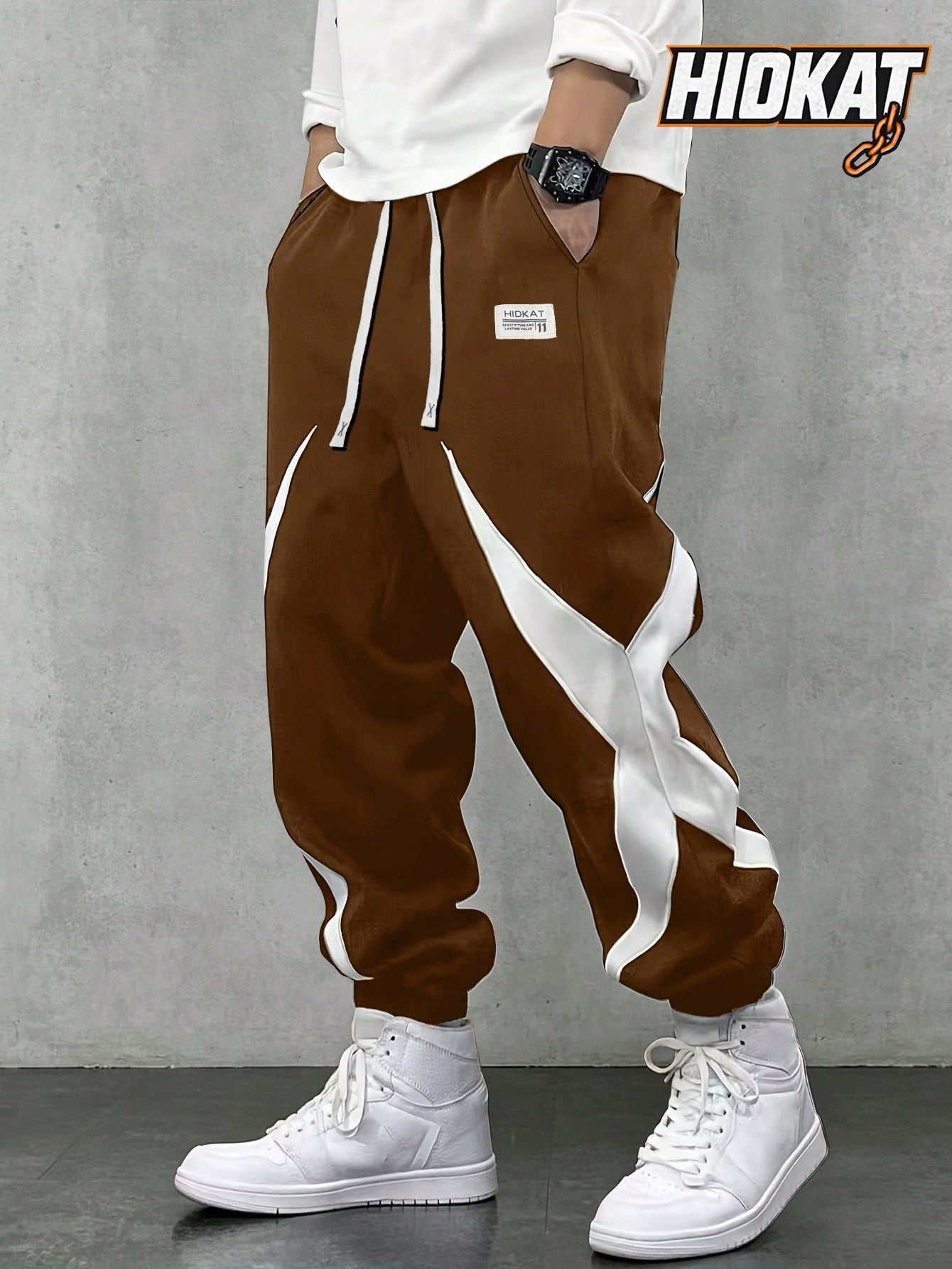 Men's Colorblock Drawstring Waist Casual Sweatpants, Sporty Leisure Jogger Pants, Suitable For Spring Autumn