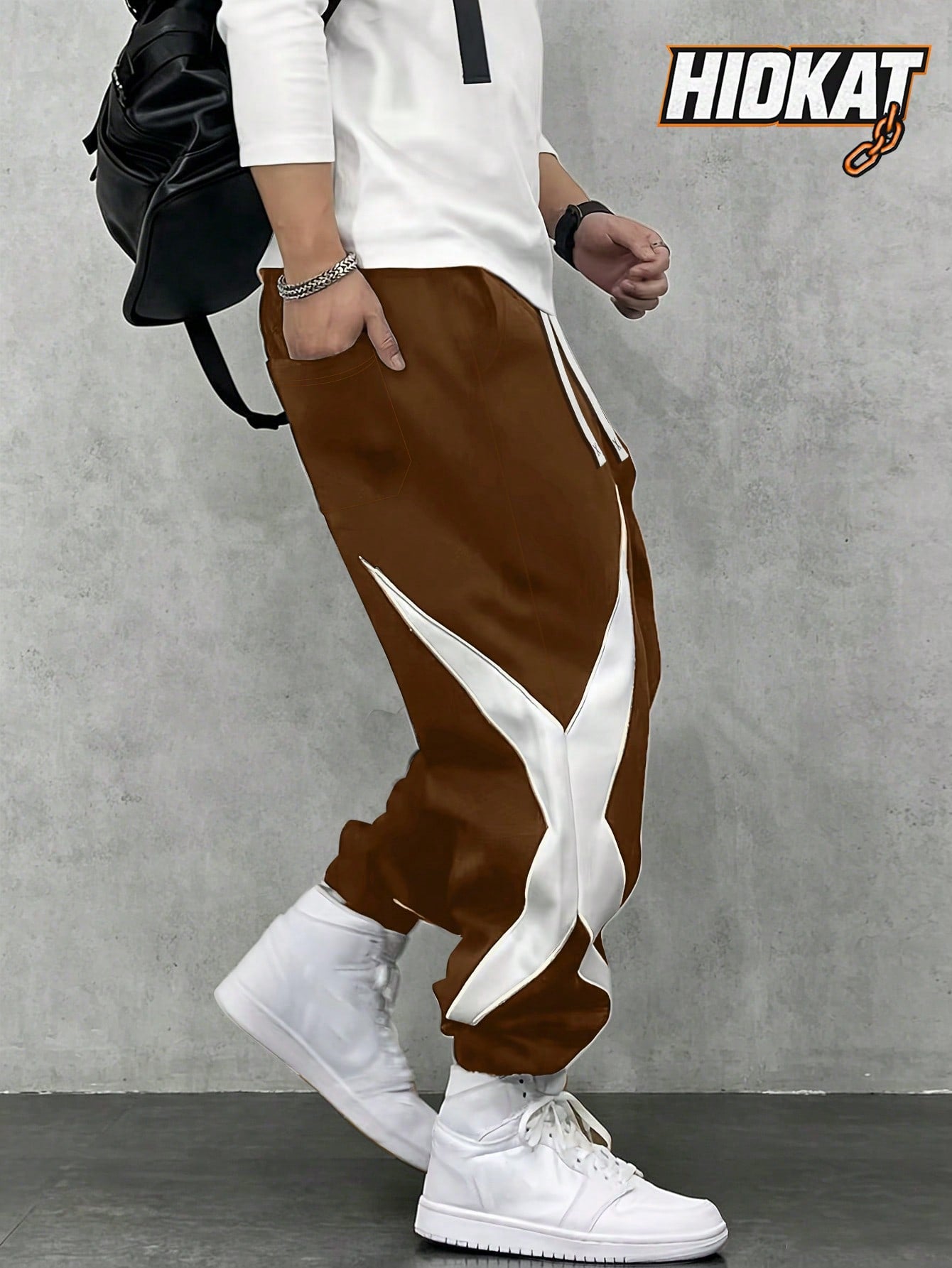 Men's Colorblock Drawstring Waist Casual Sweatpants, Sporty Leisure Jogger Pants, Suitable For Spring Autumn