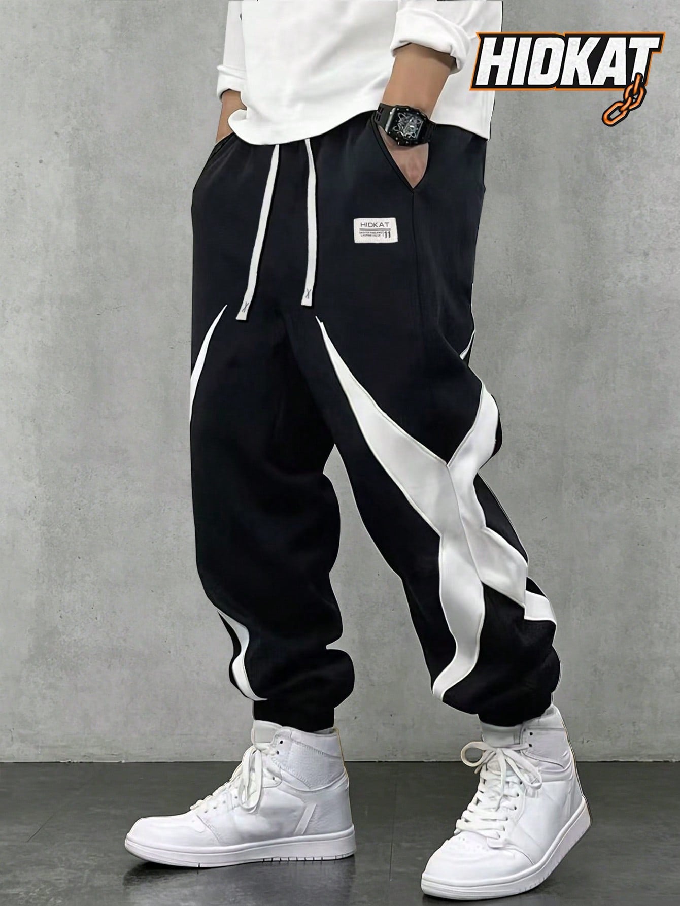 Men's Colorblock Drawstring Waist Casual Sweatpants, Sporty Leisure Jogger Pants, Suitable For Spring Autumn