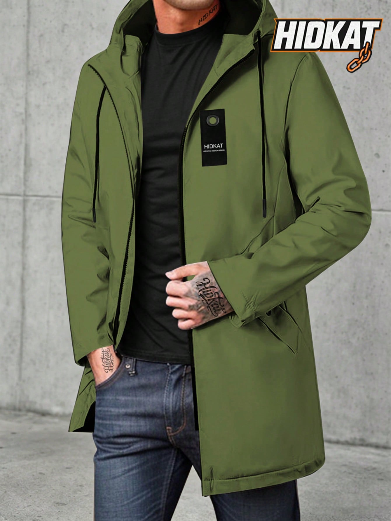 Plus Size Men's Lightweight Loose Hooded Jacket Outdoor Casual Solid Color Multi-Pocket Zipper Cardigan Casual Set Classic Boyfriend Style Hiking