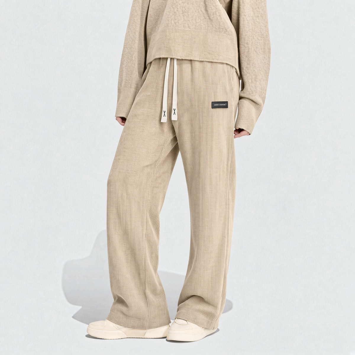 Women's Corduroy Straight Leg Pants With Drawstring Elastic Waist, Suitable For Casual, Sports, Hiking Wear, Spring/Autumn