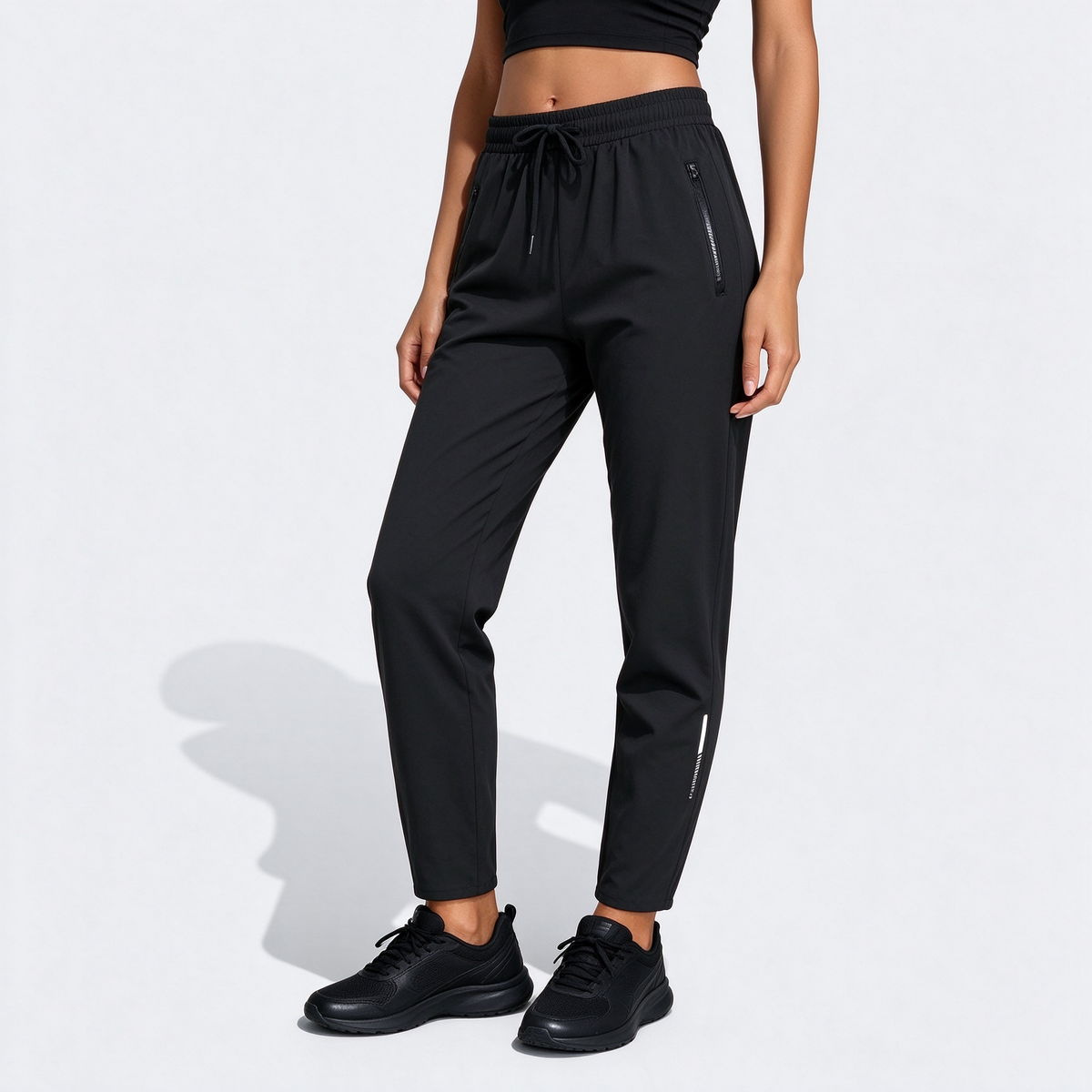 Women'S Casual Elastic Waist Drawstring Sports Pants, Suitable For Running, Yoga, Workout, Autumn/Spring Tights