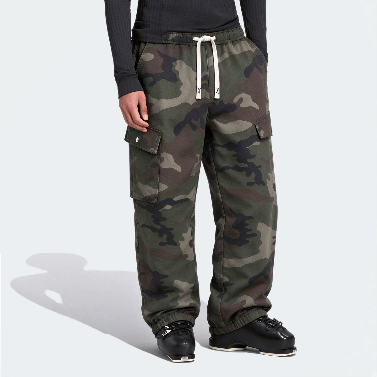 Men's Drawstring Thermal Lined Cargo Pants - Multi-Pocket Design, Warm Outdoor/Hiking Trousers For Winter, Casual Daily Outfit Christmas Gifts Thanksgiving Christmas Clothes