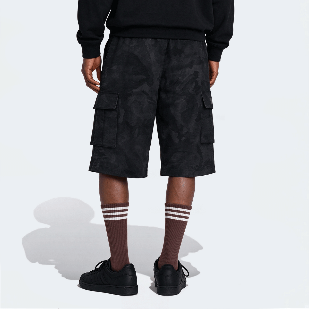 Men's Elastic Waist Fashion Multi-Pocket Camouflage Capri Cargo Pants, Summer Outdoor Casual Trousers