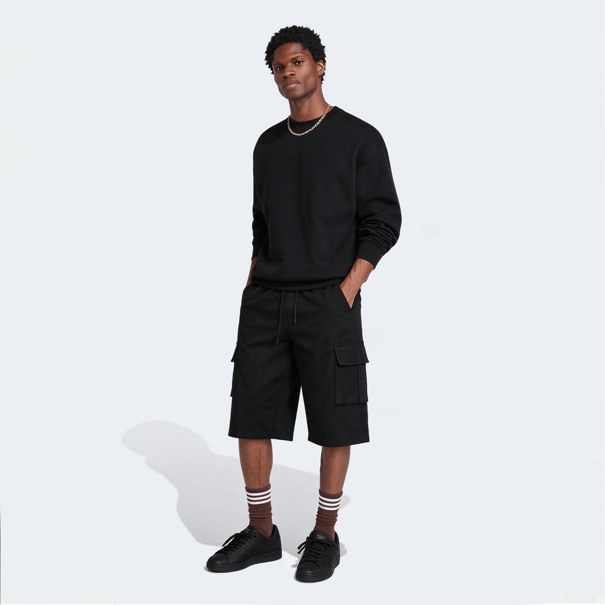 Men's Elastic Waist Fashion Multi-Pocket Camouflage Capri Cargo Pants, Summer Outdoor Casual Trousers