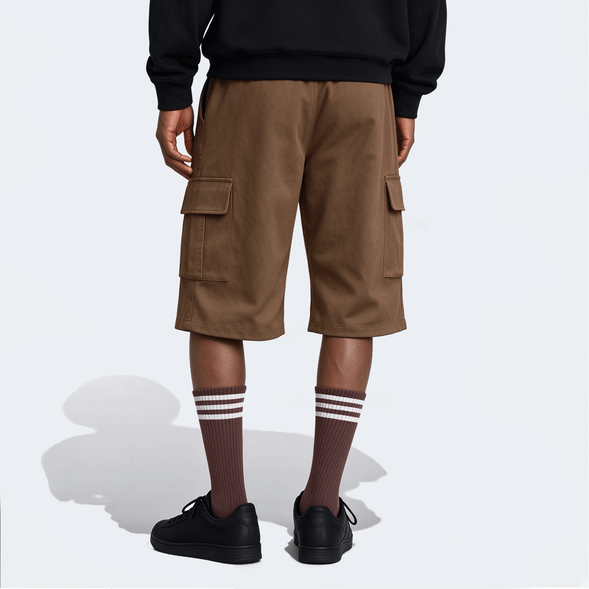 Men's Elastic Waist Fashion Multi-Pocket Camouflage Capri Cargo Pants, Summer Outdoor Casual Trousers