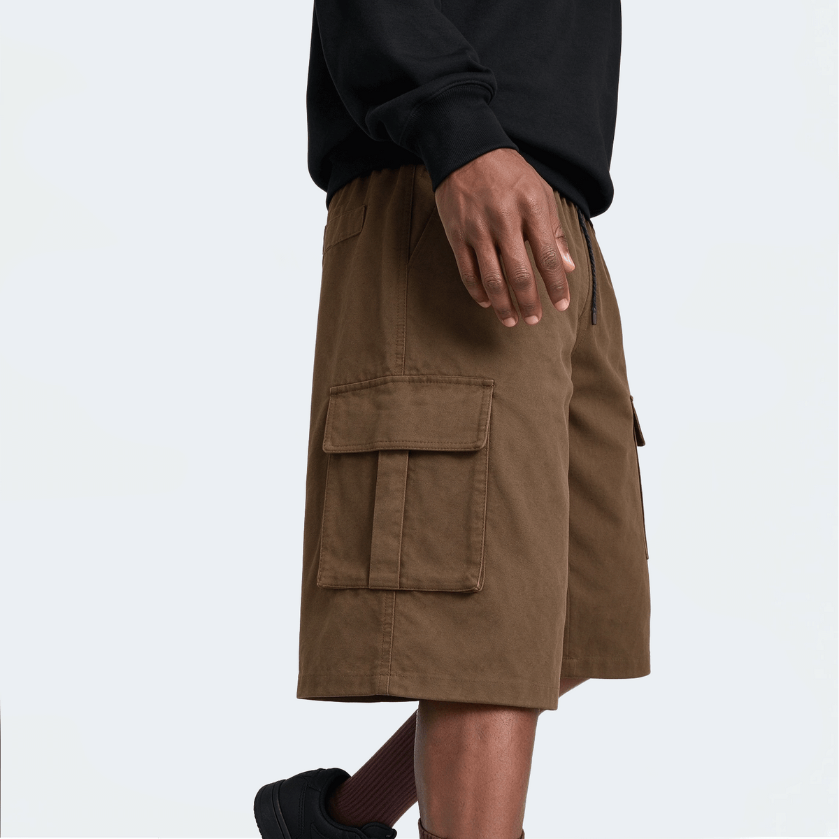 Men's Elastic Waist Fashion Multi-Pocket Camouflage Capri Cargo Pants, Summer Outdoor Casual Trousers