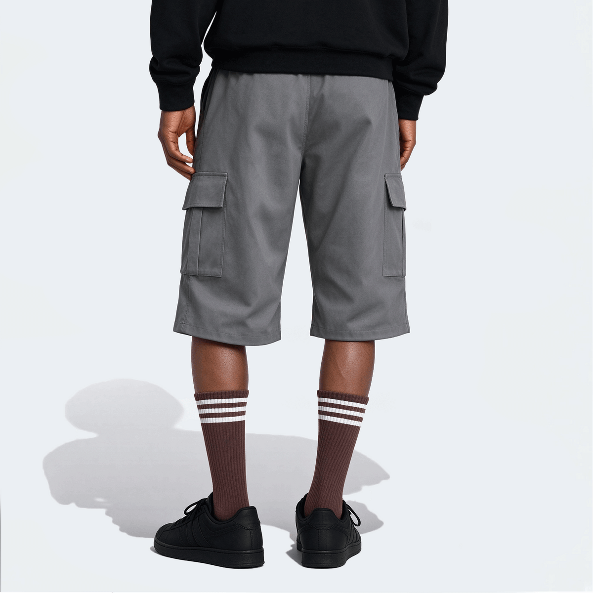 Men's Elastic Waist Fashion Multi-Pocket Camouflage Capri Cargo Pants, Summer Outdoor Casual Trousers