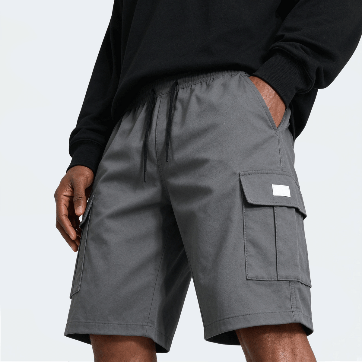 Men's Elastic Waist Fashion Multi-Pocket Camouflage Capri Cargo Pants, Summer Outdoor Casual Trousers