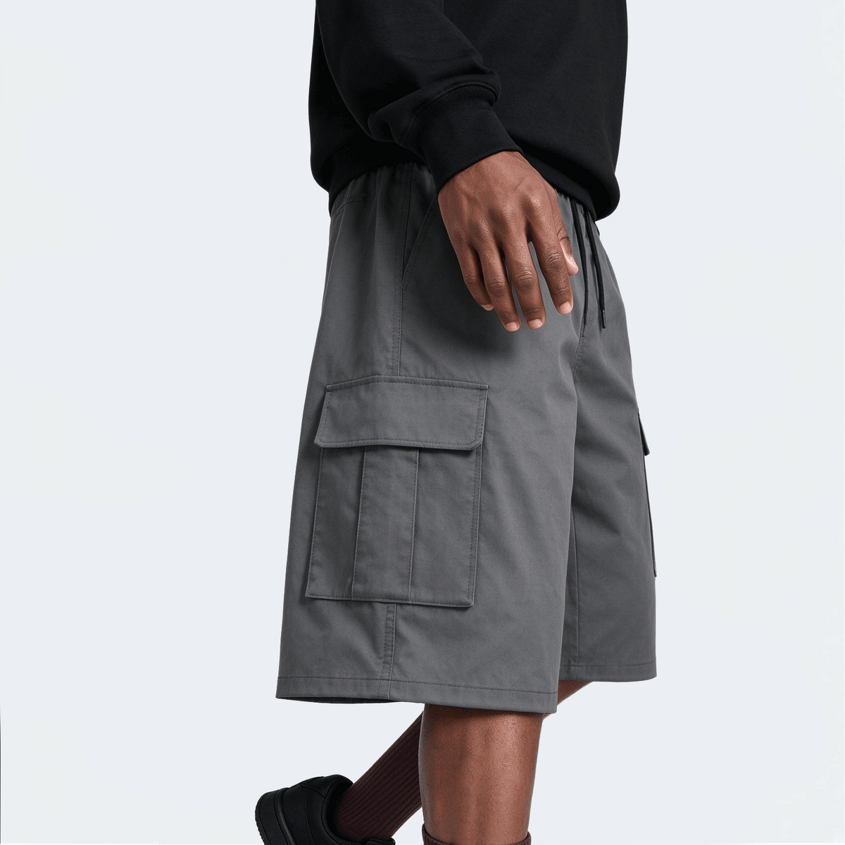 Men's Elastic Waist Fashion Multi-Pocket Camouflage Capri Cargo Pants, Summer Outdoor Casual Trousers