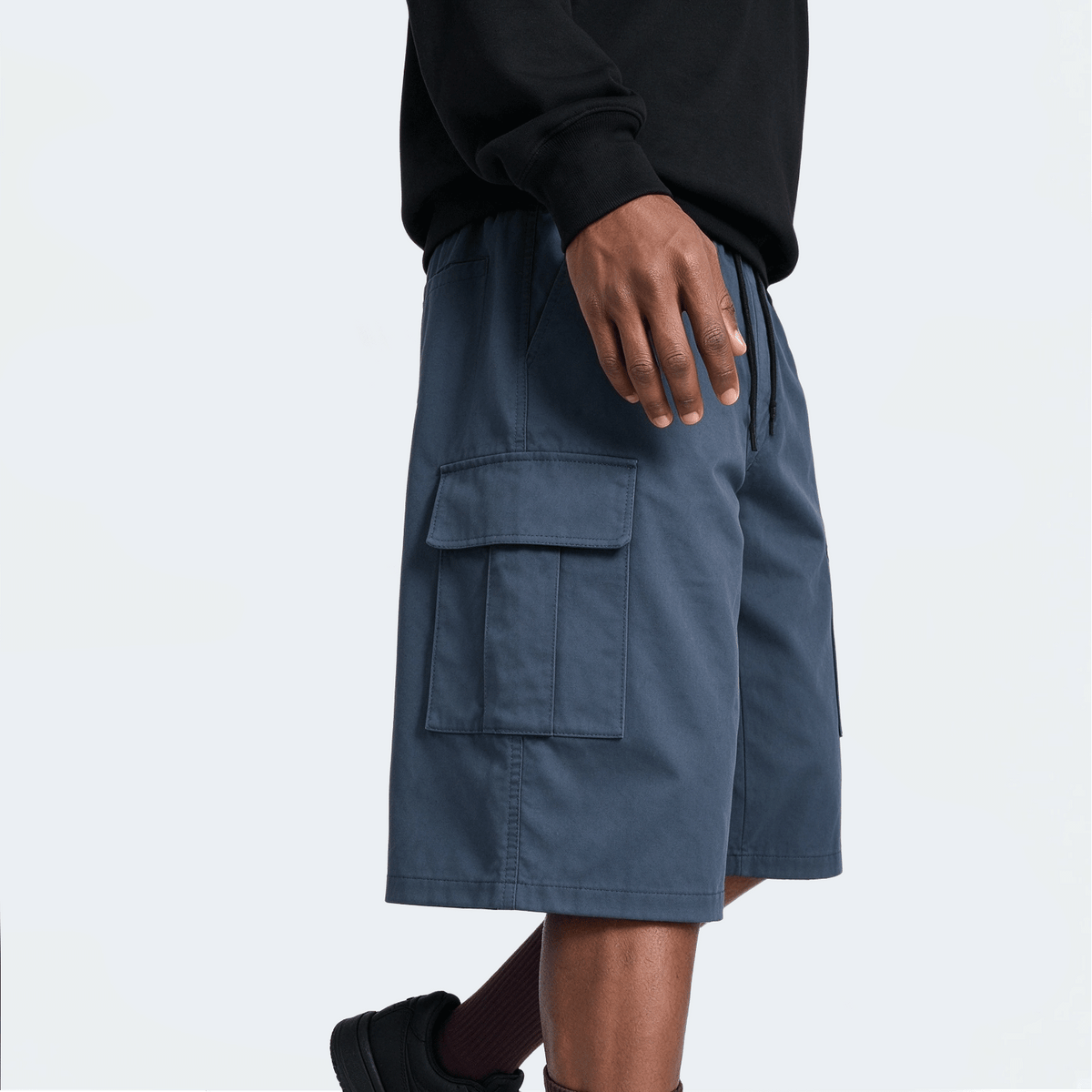 Men's Elastic Waist Fashion Multi-Pocket Camouflage Capri Cargo Pants, Summer Outdoor Casual Trousers