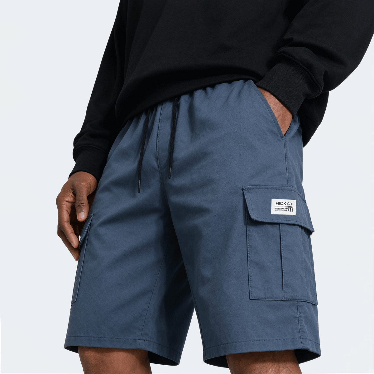 Men's Elastic Waist Fashion Multi-Pocket Camouflage Capri Cargo Pants, Summer Outdoor Casual Trousers