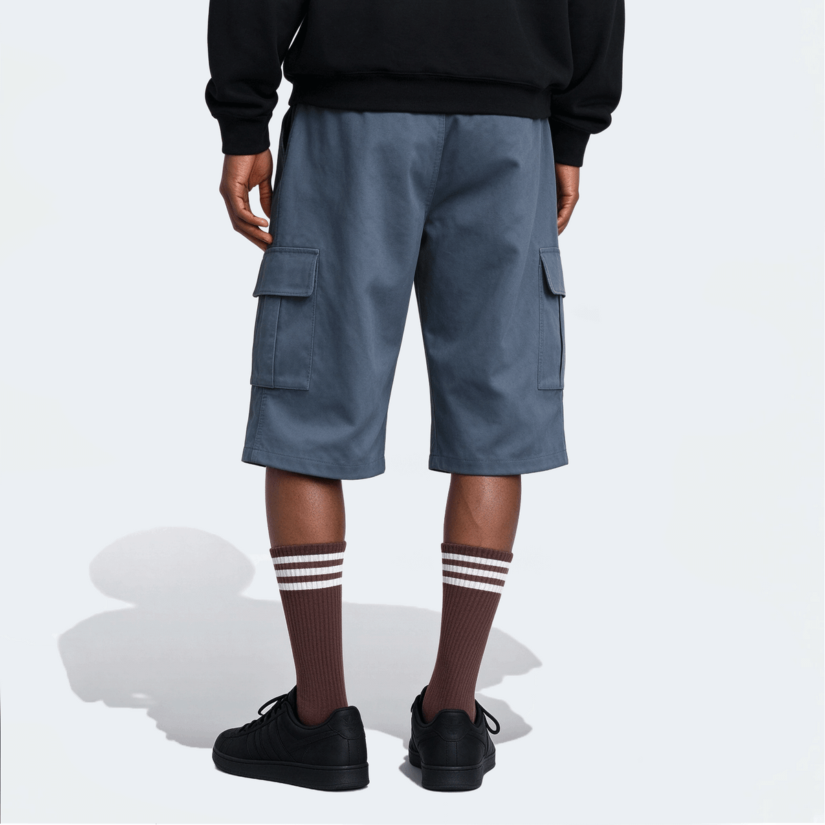 Men's Elastic Waist Fashion Multi-Pocket Camouflage Capri Cargo Pants, Summer Outdoor Casual Trousers