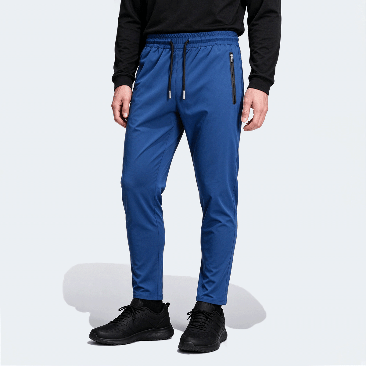 Men's High Elastic English Reflective Zipper Pocket Drawstring Ankle-Length Pants, Lightweight Casual Sports Trousers Suitable For Running, Workout, Hiking, Cycling, Spring & Autumn
