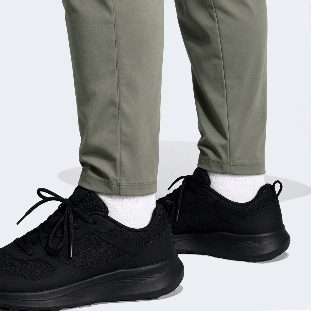 Plus Size Men's Elastic Waist Casual Business Pants, Zipper Pocket Thin Breathable Straight Leg Trousers, Suitable For Golf, Leisure And Daily Wear