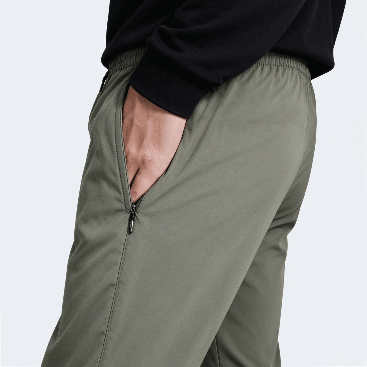 Men's High Elastic English Reflective Zipper Pocket Drawstring Ankle-Length Pants, Lightweight Casual Sports Trousers Suitable For Running, Workout, Hiking, Cycling, Spring & Autumn