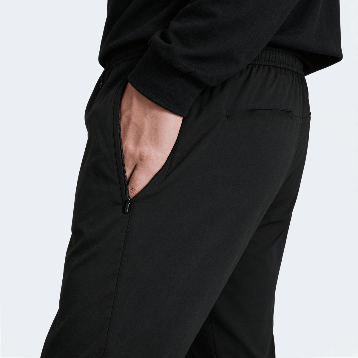 Plus Size Men's Elastic Waist Casual Business Pants, Zipper Pocket Thin Breathable Straight Leg Trousers, Suitable For Golf, Leisure And Daily Wear