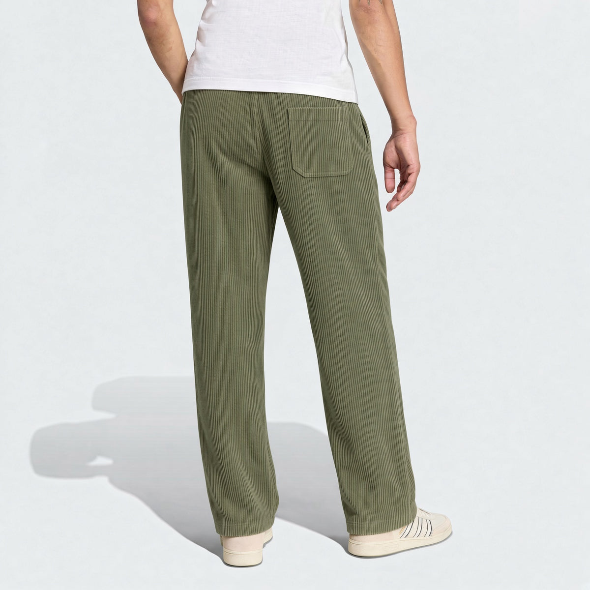 Plus Size Men's Corduroy Straight Leg Retro Pants, Drawstring Elastic Waist, Suitable For Casual, Sports, Hiking Wear, Spring/Autumn