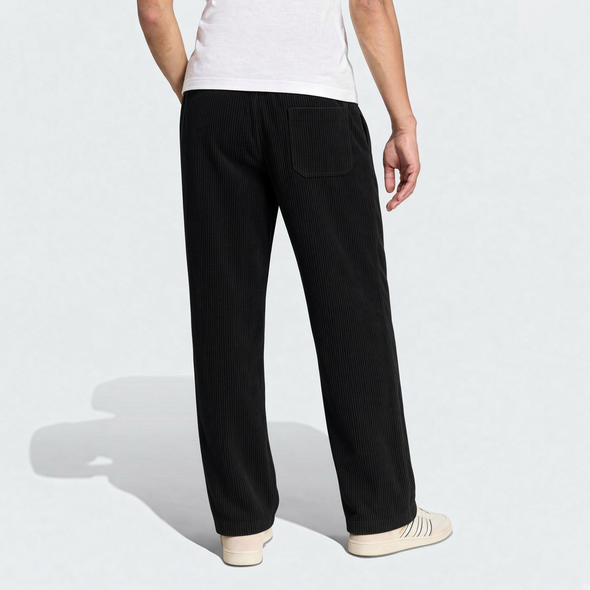 Men's Elastic Waist Corduroy Pants, Drawstring Retro Straight Leg Casual Sweatpants, Spring/Autumn Sports