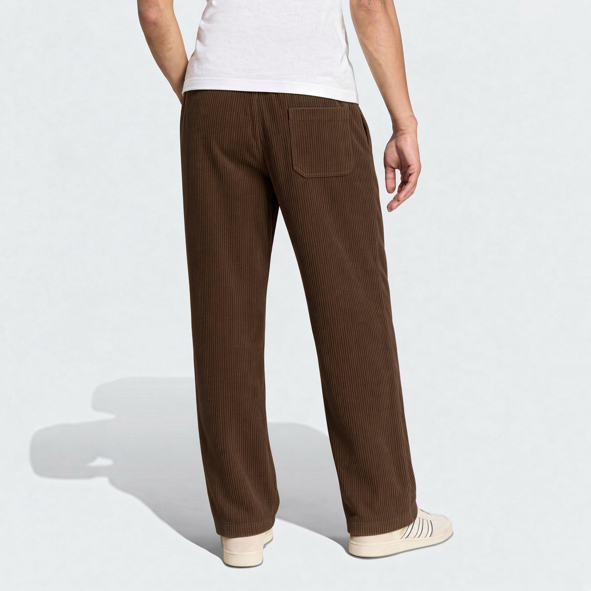 Men's Elastic Waist Corduroy Pants, Drawstring Retro Straight Leg Casual Sweatpants, Spring/Autumn Sports