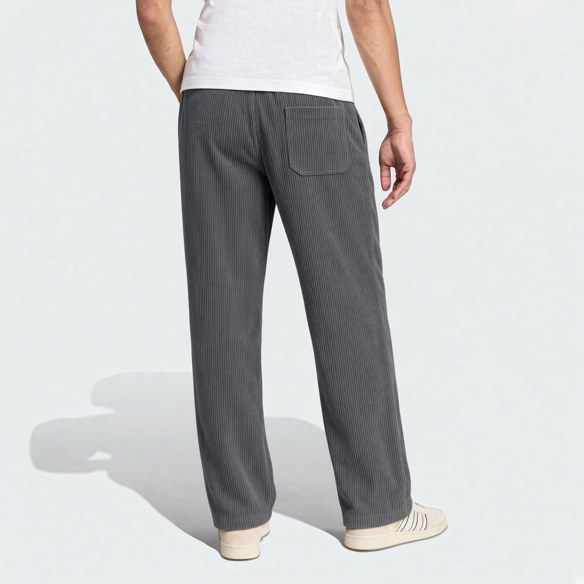 Plus Size Men's Corduroy Straight Leg Retro Pants, Drawstring Elastic Waist, Suitable For Casual, Sports, Hiking Wear, Spring/Autumn