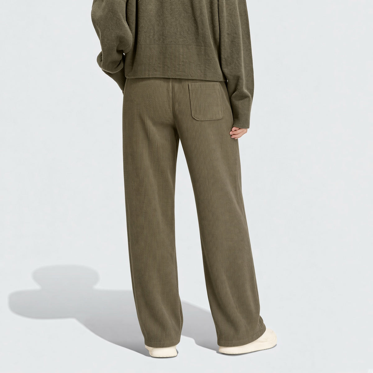 Women's Corduroy Straight Leg Pants With Drawstring Elastic Waist, Suitable For Casual, Sports, Hiking Wear, Spring/Autumn
