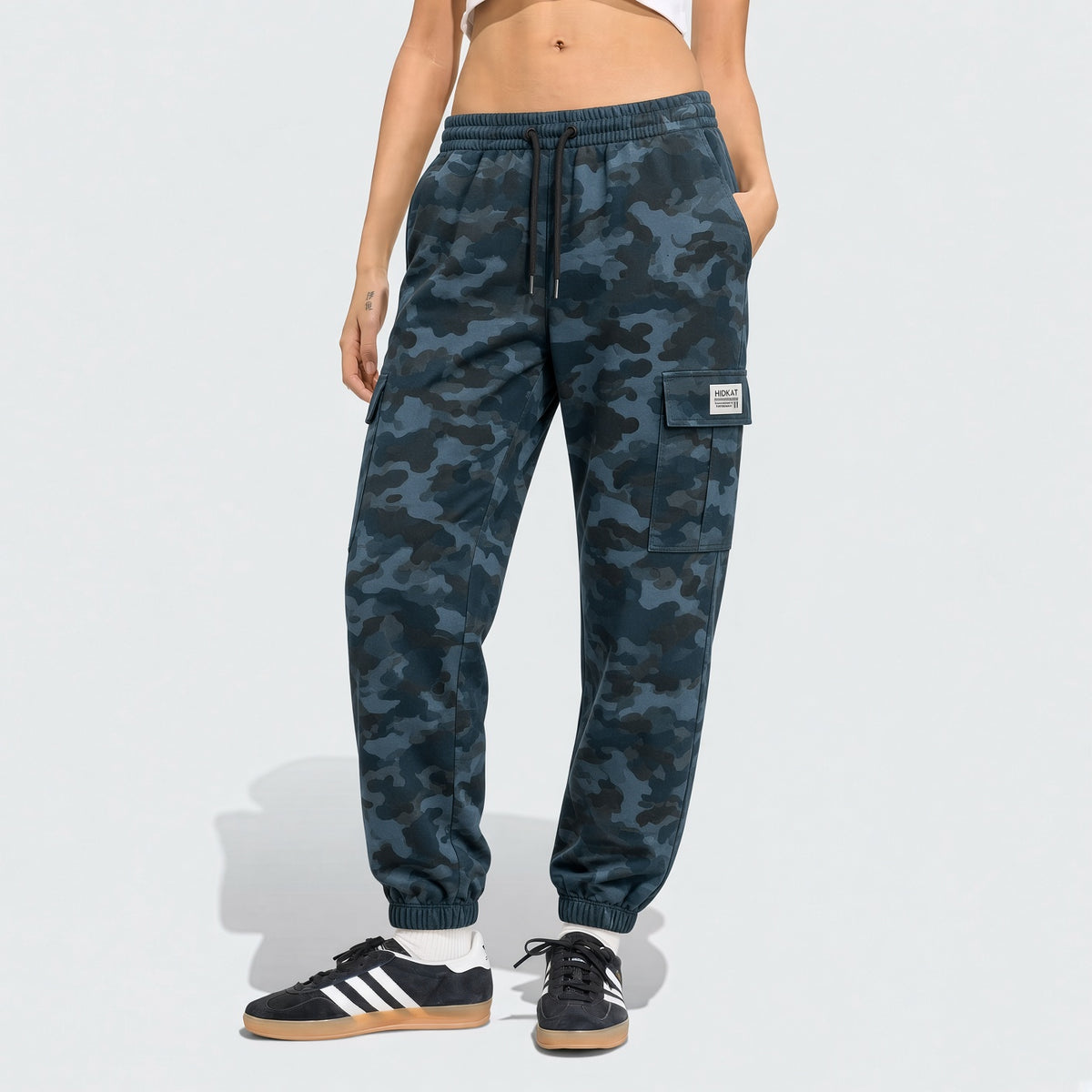 Women'S Camouflage Cargo Pants With Drawstring Waist And Large Side Pockets, Suitable For Daily Outdoor Activities, Spring/Autumn Tights