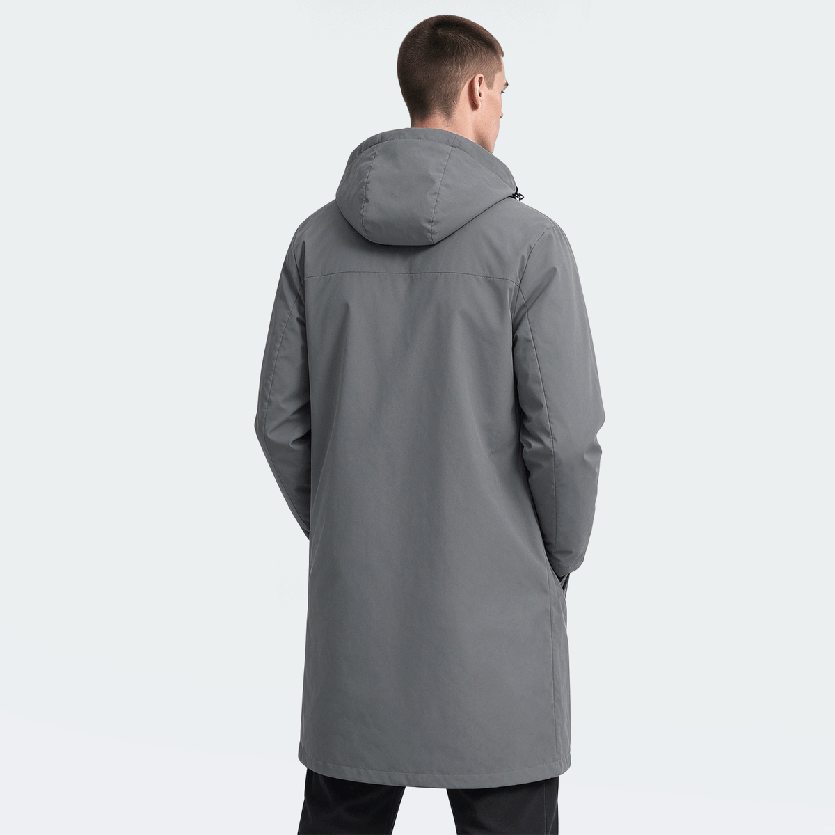 Plus Size Men's Lightweight Loose Hooded Jacket Outdoor Casual Solid Color Multi-Pocket Zipper Cardigan Casual Set Classic Boyfriend Style Hiking